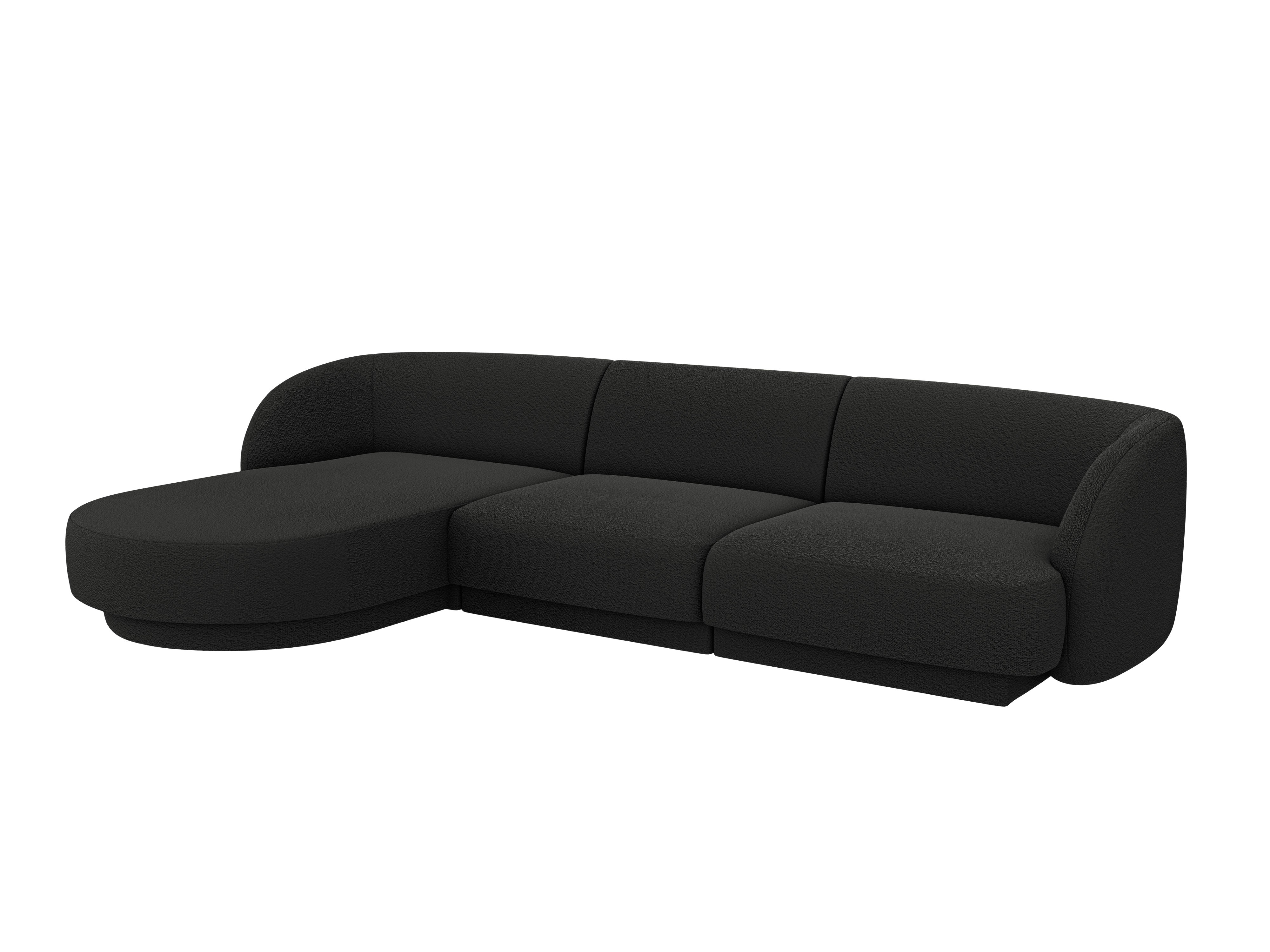 4-seater left-facing corner sofa MILEY black boucle