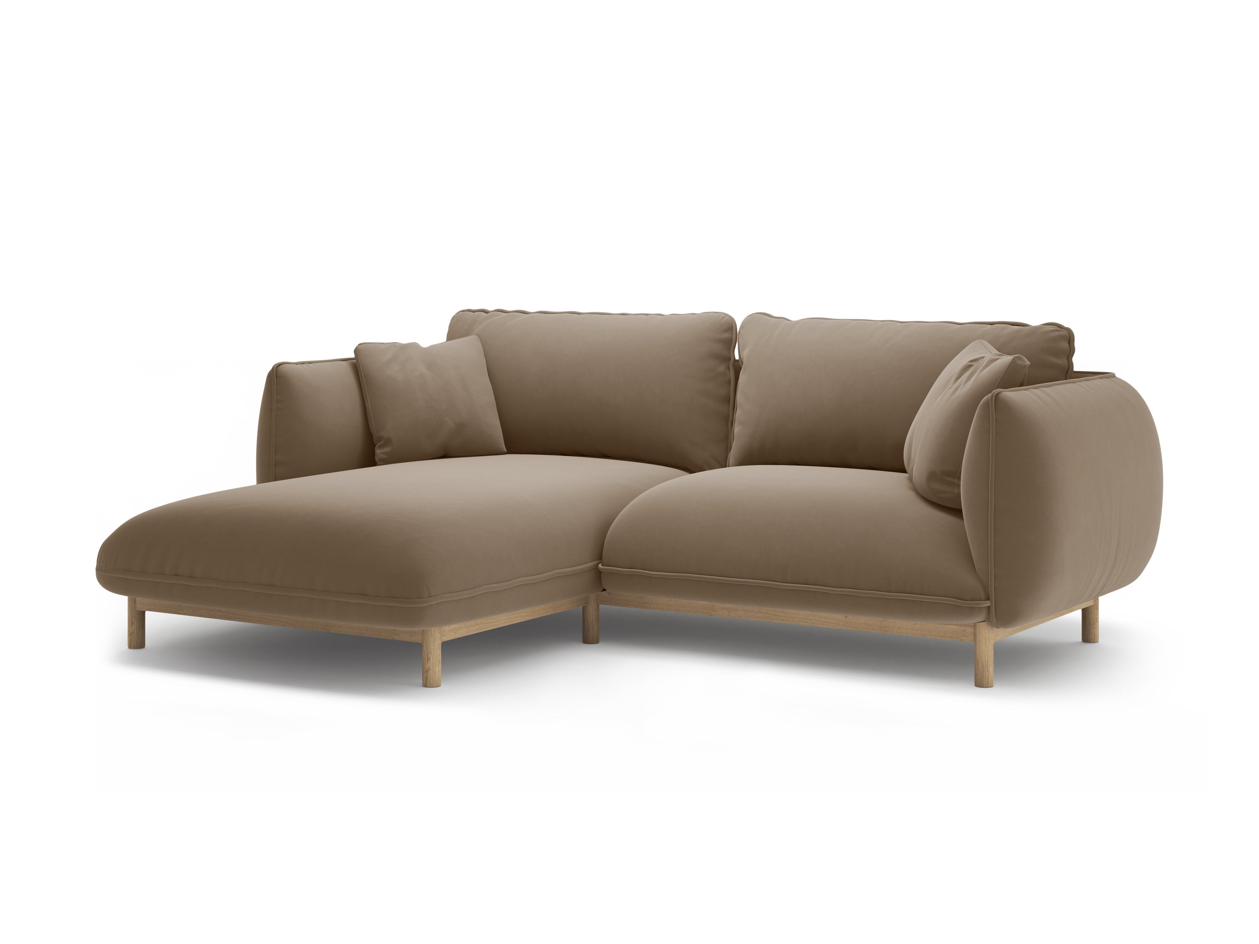 Left-facing velvet corner sofa ADA light brown