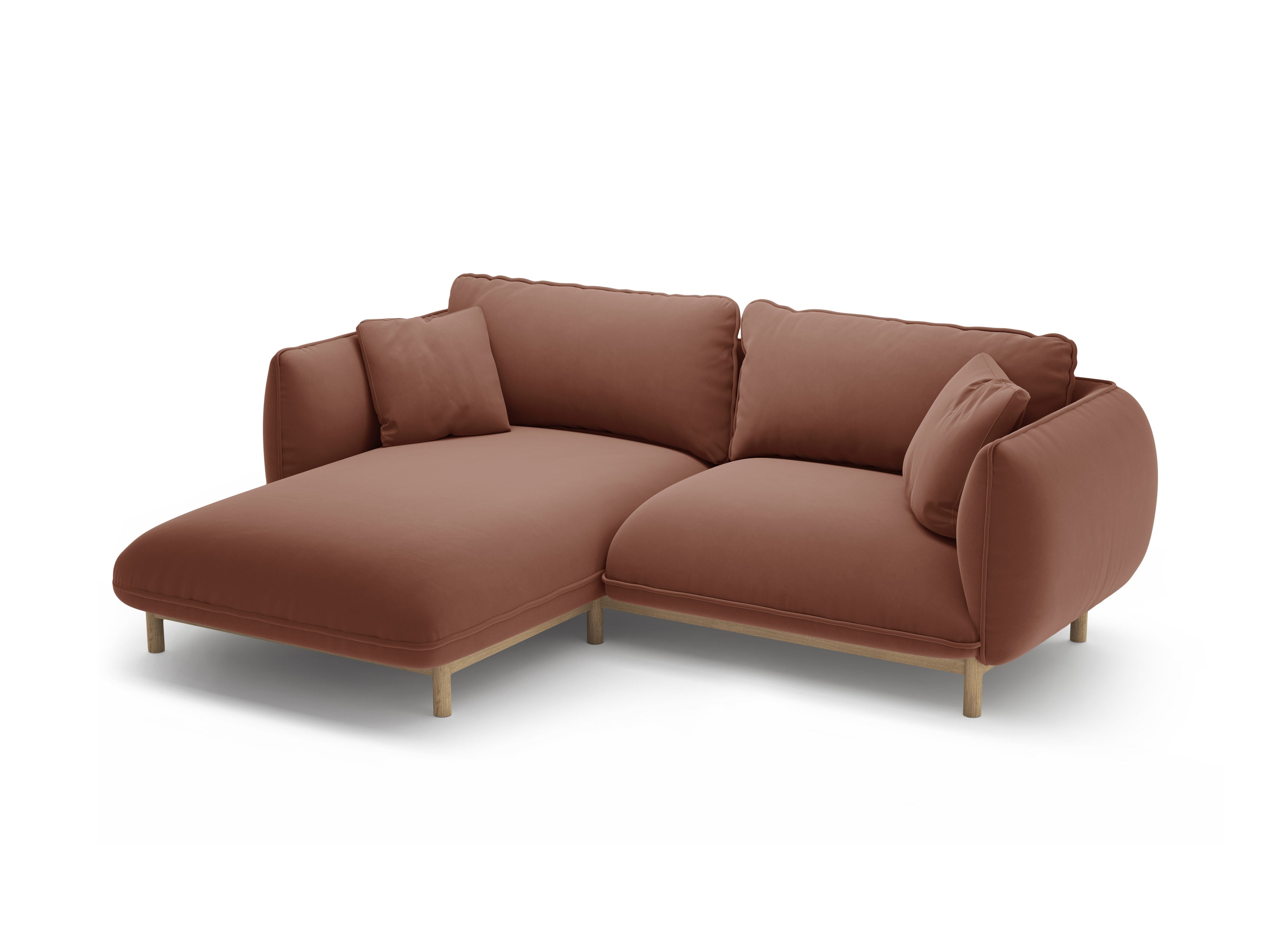 Left-facing velvet corner sofa ADA cuoio
