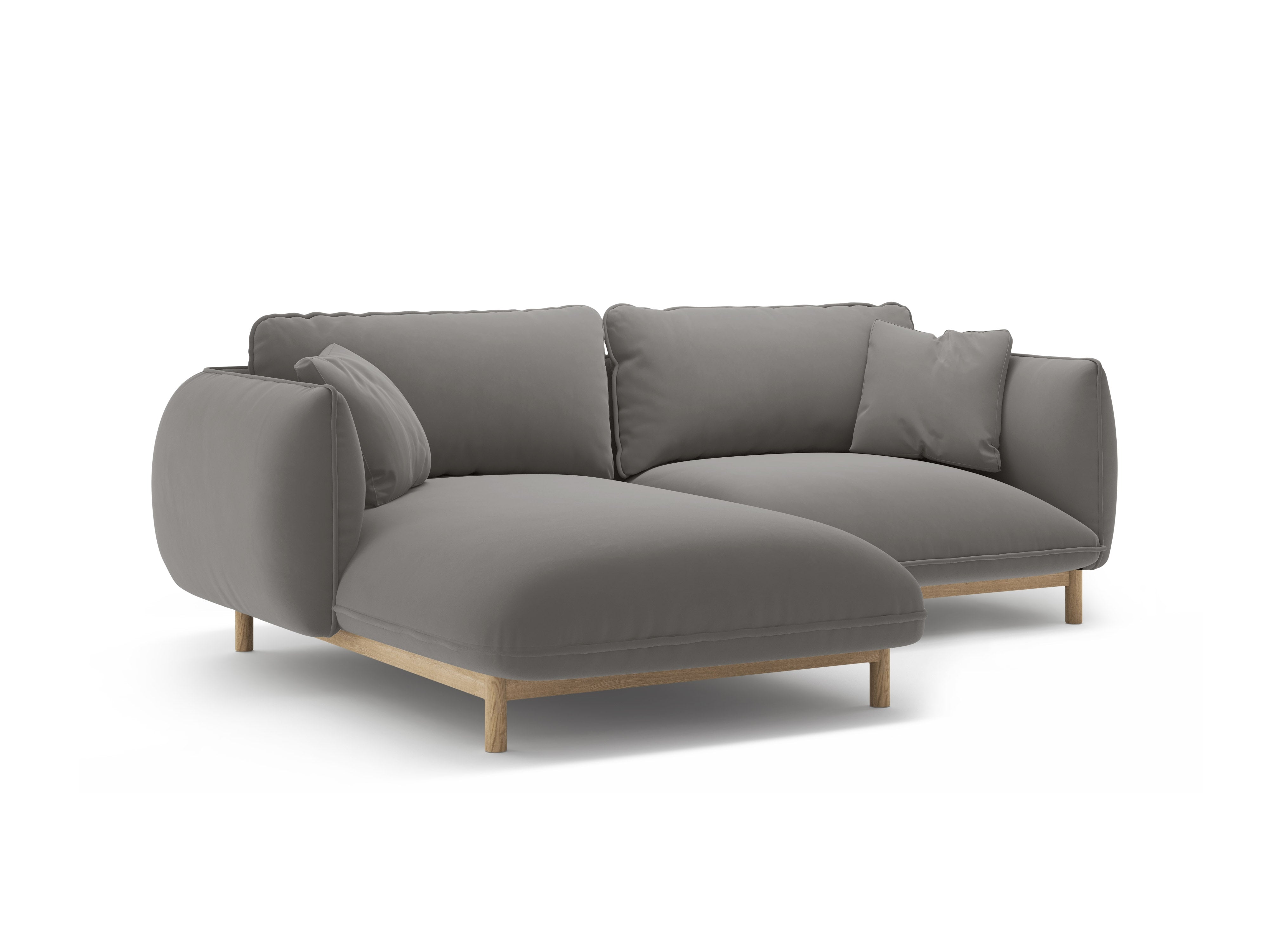 Gray left-sided velvet corner sofa ADA