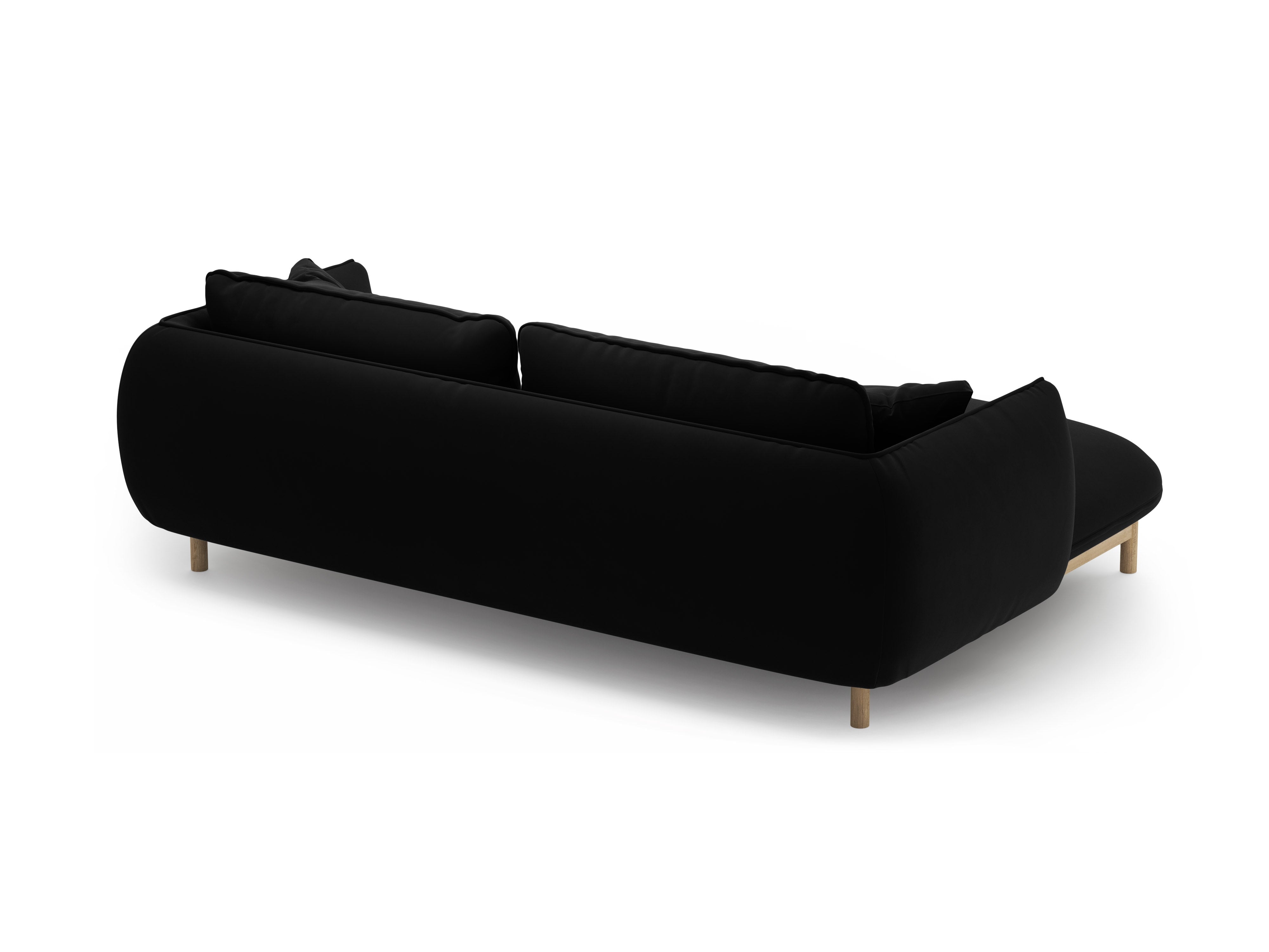 Black Left-Sided Velvet Corner Sofa ADA