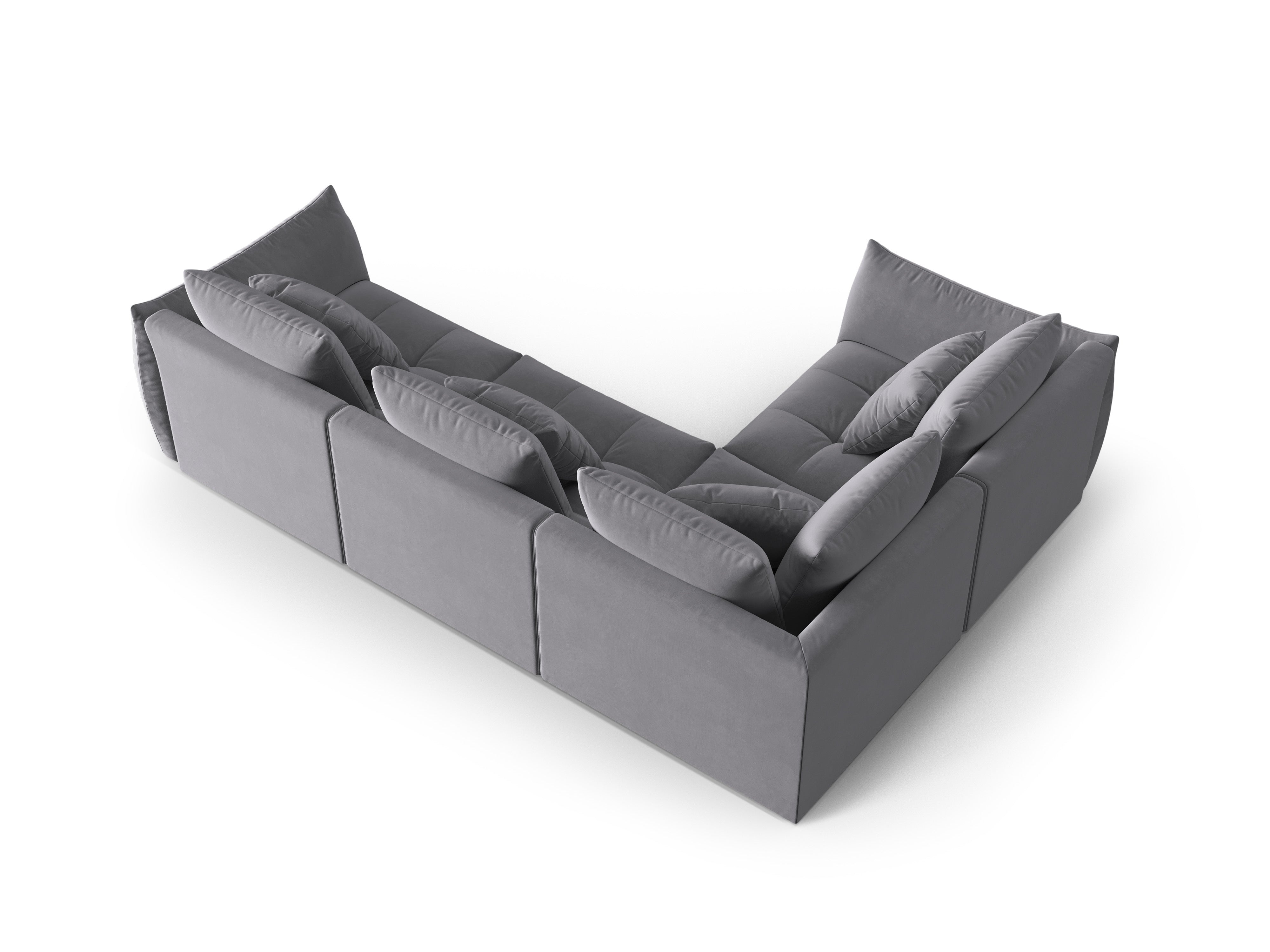 Modular velvet corner sofa for 3 people, left-sided, BLOOM, dark gray