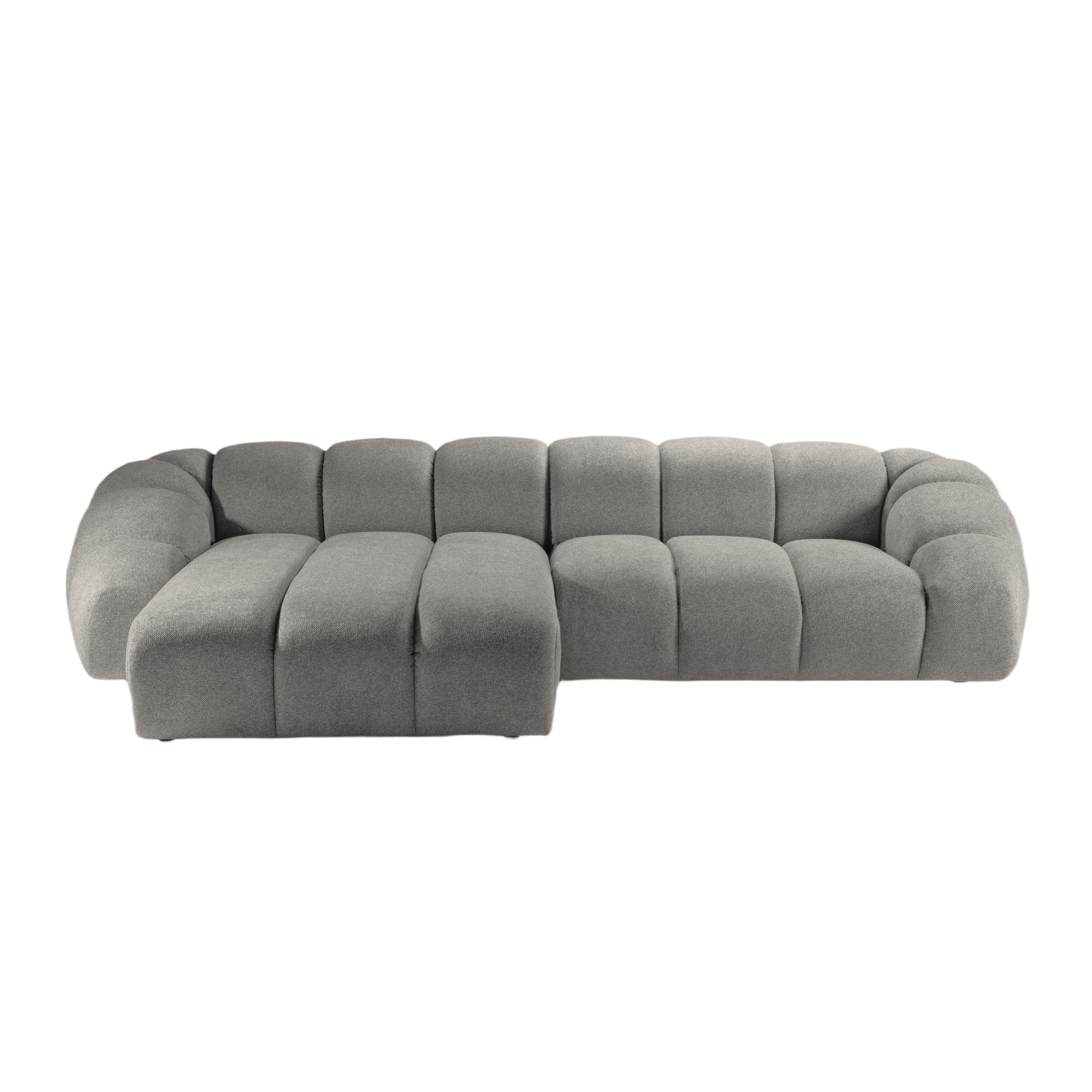 Left-facing 4-seater corner sofa DIANA light gray chenille