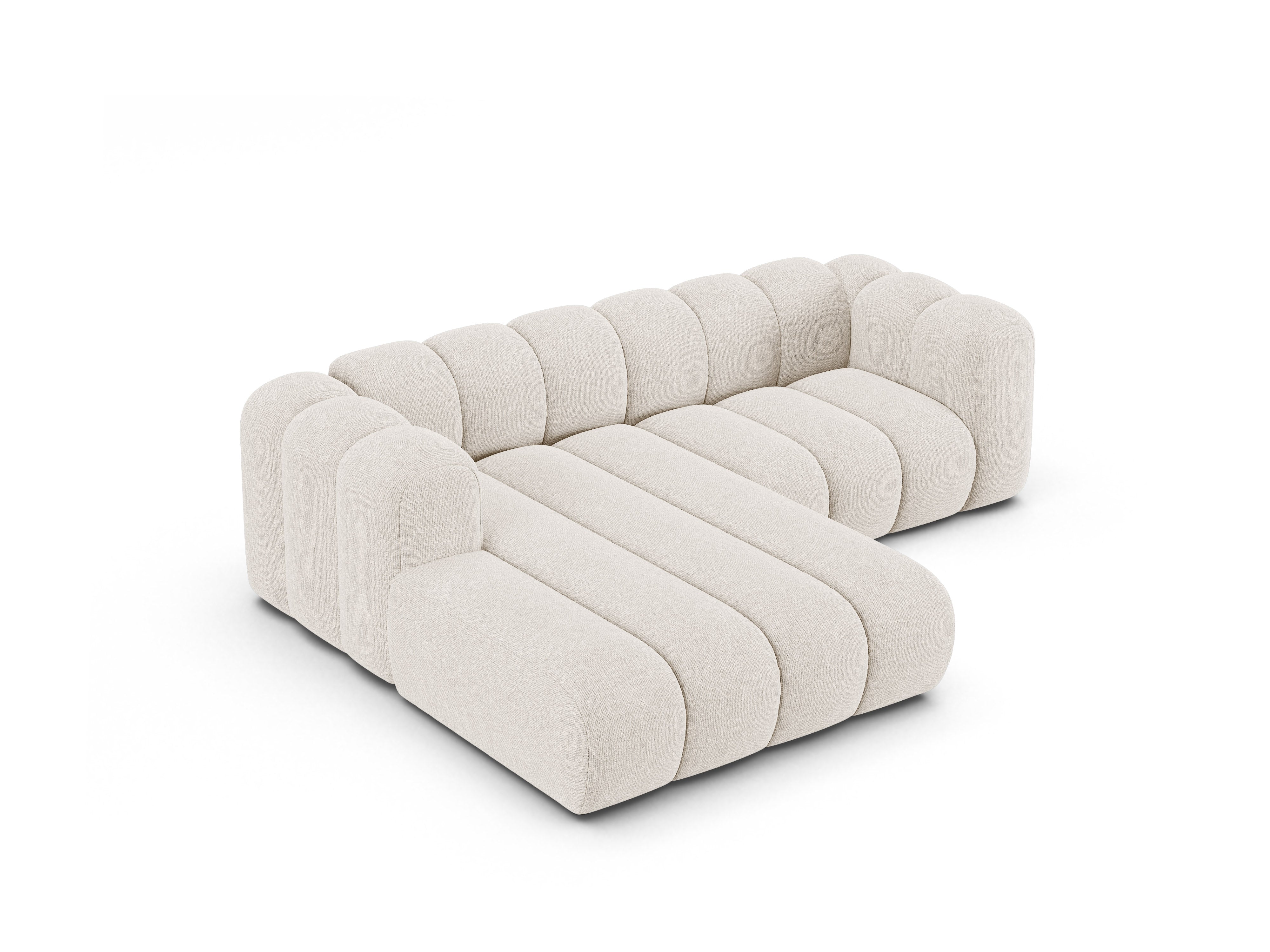 Left-facing 3-seater corner sofa LUPINE light beige chenille