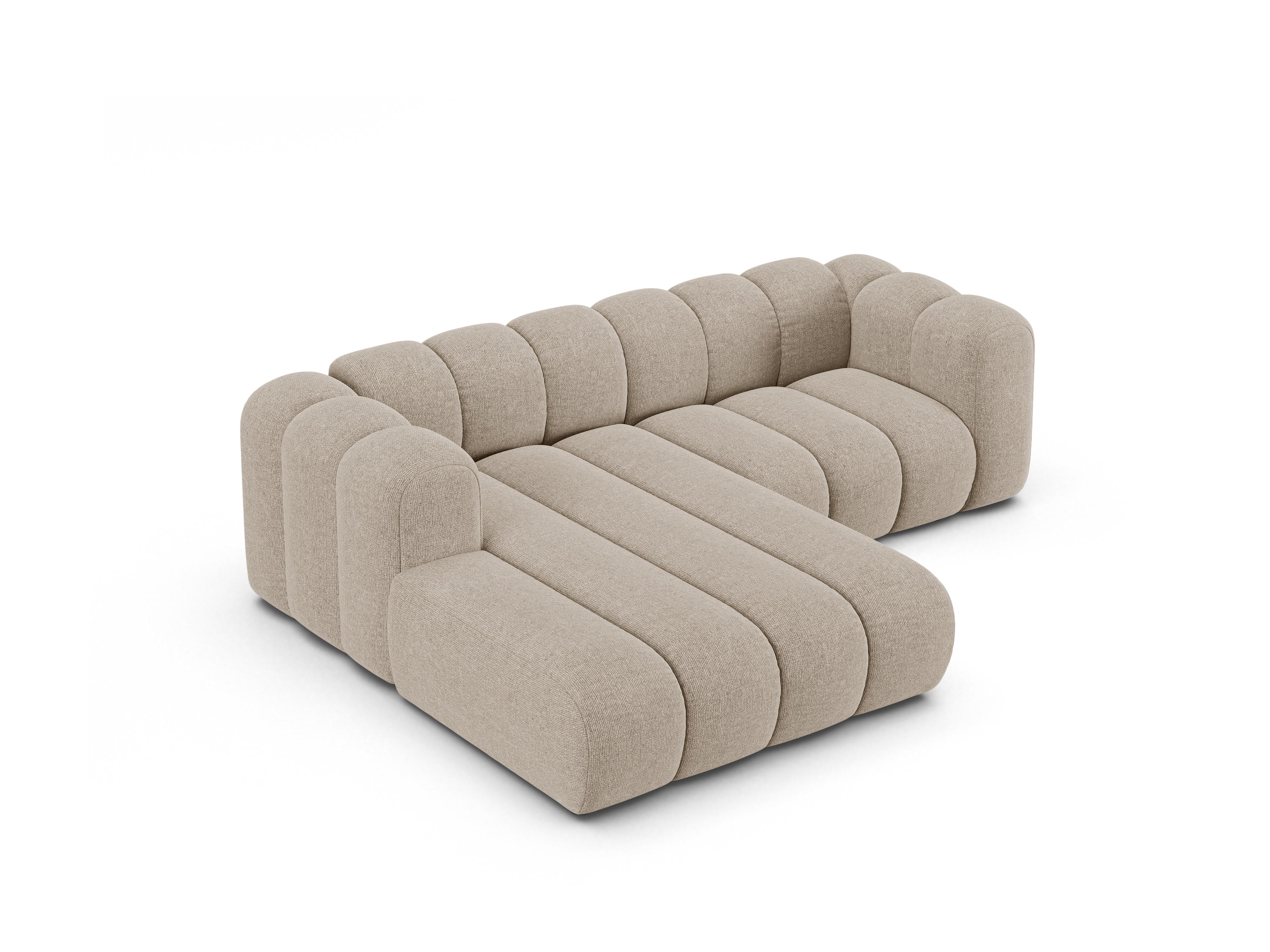 Left-facing 3-seater corner sofa LUPINE beige chenille