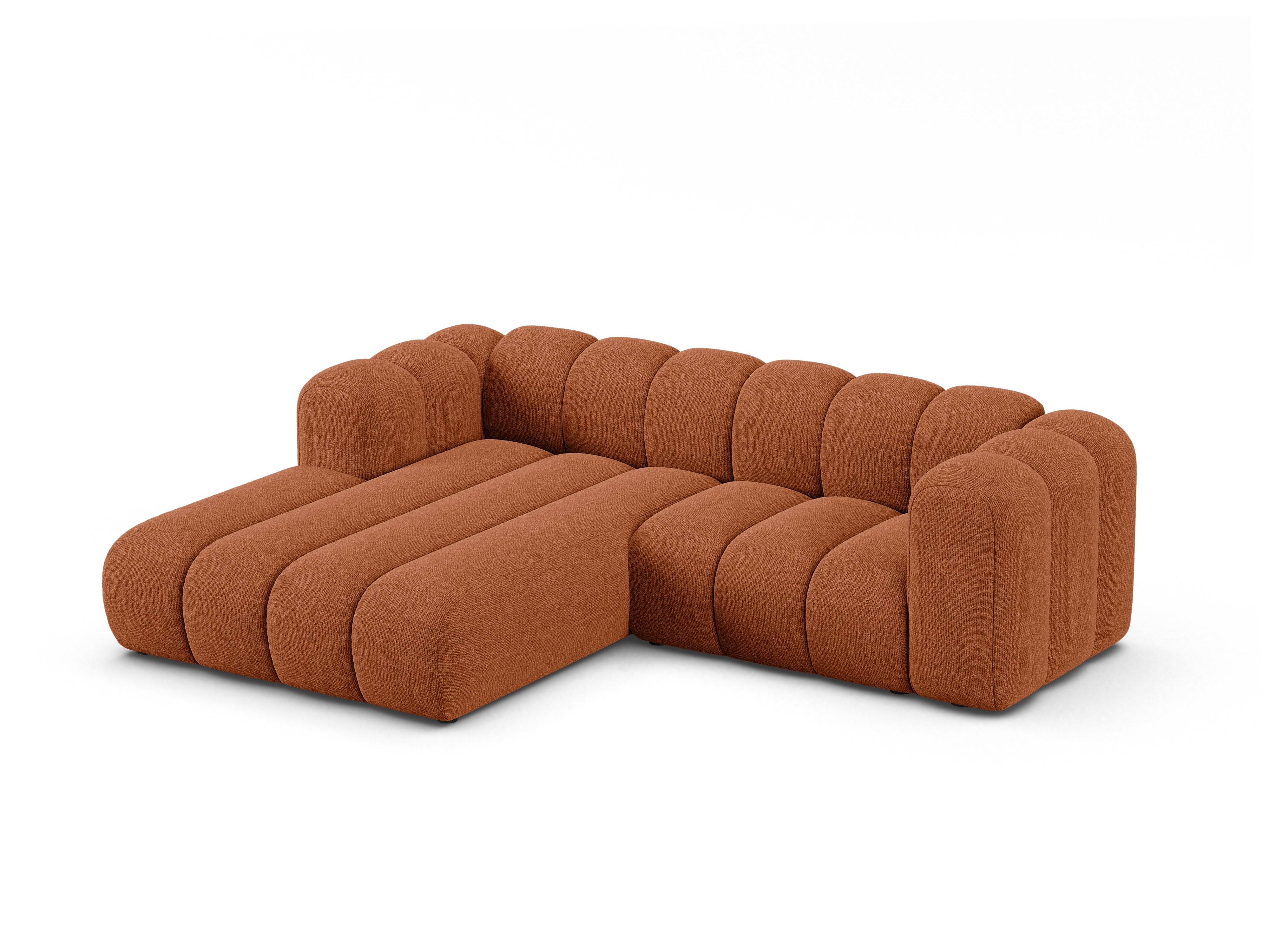 Left-facing 3-seater corner sofa LUPINE brick chenille