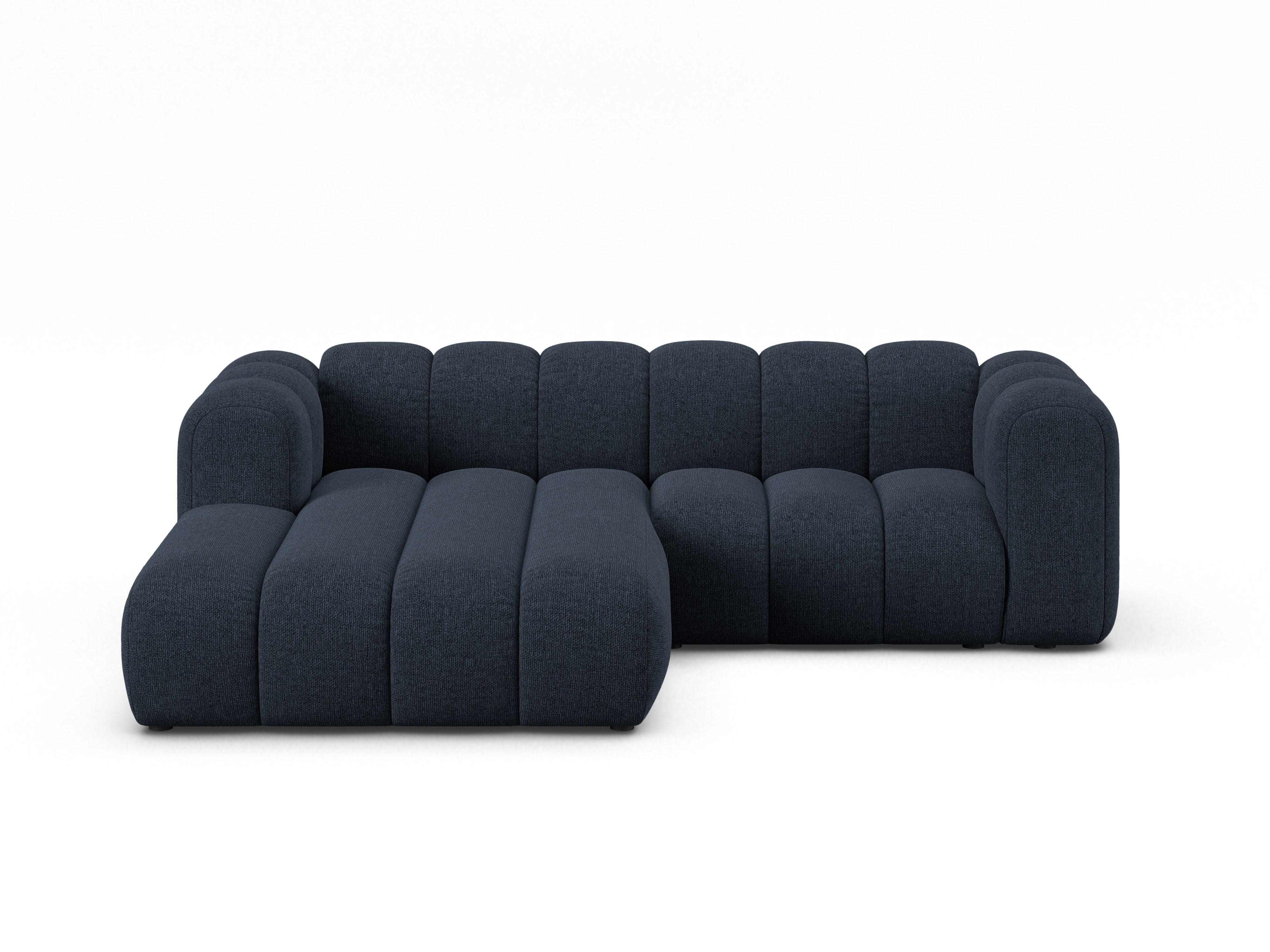 Left-facing 3-seater corner sofa LUPINE navy chenille
