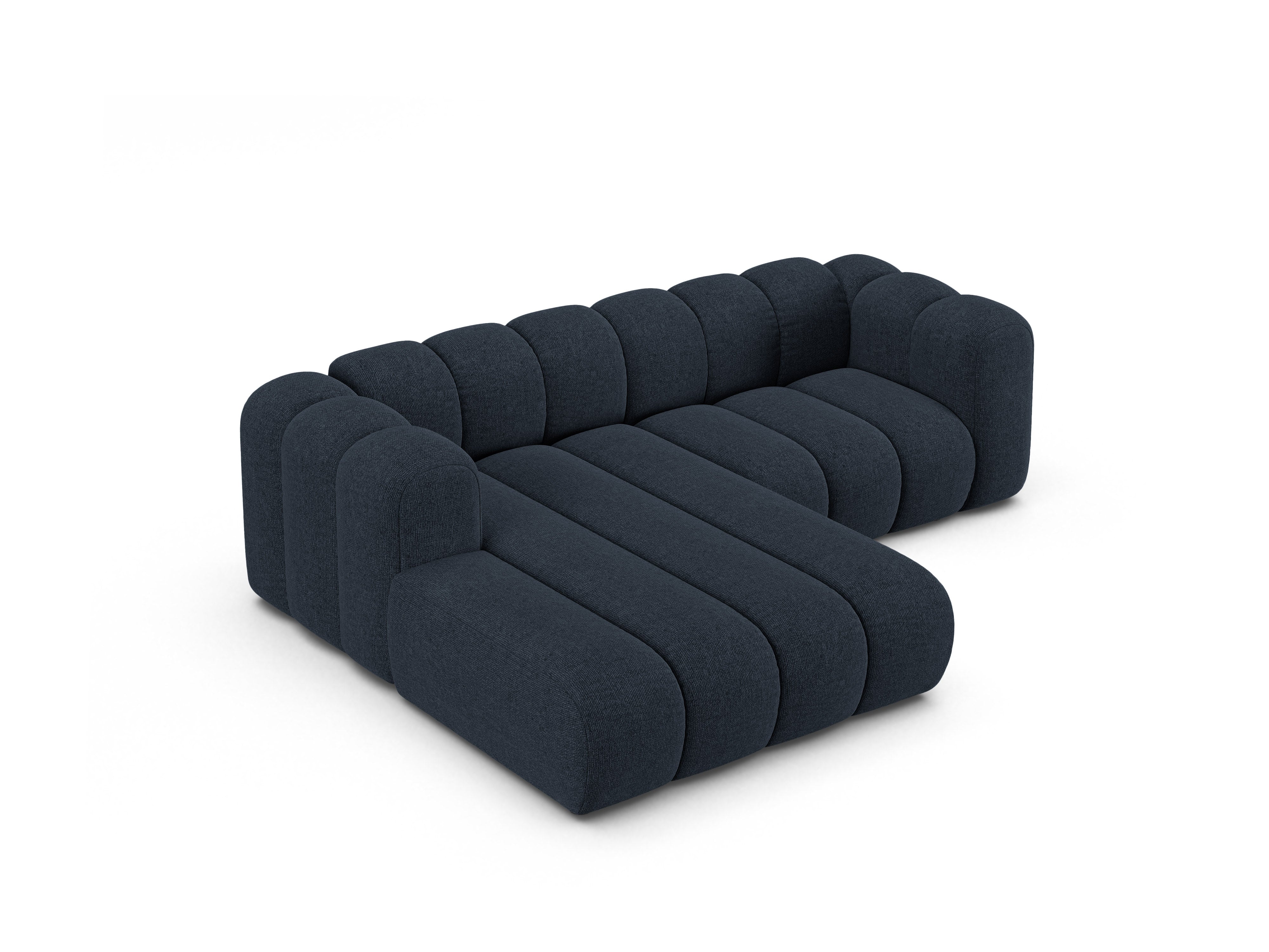 Left-facing 3-seater corner sofa LUPINE navy chenille