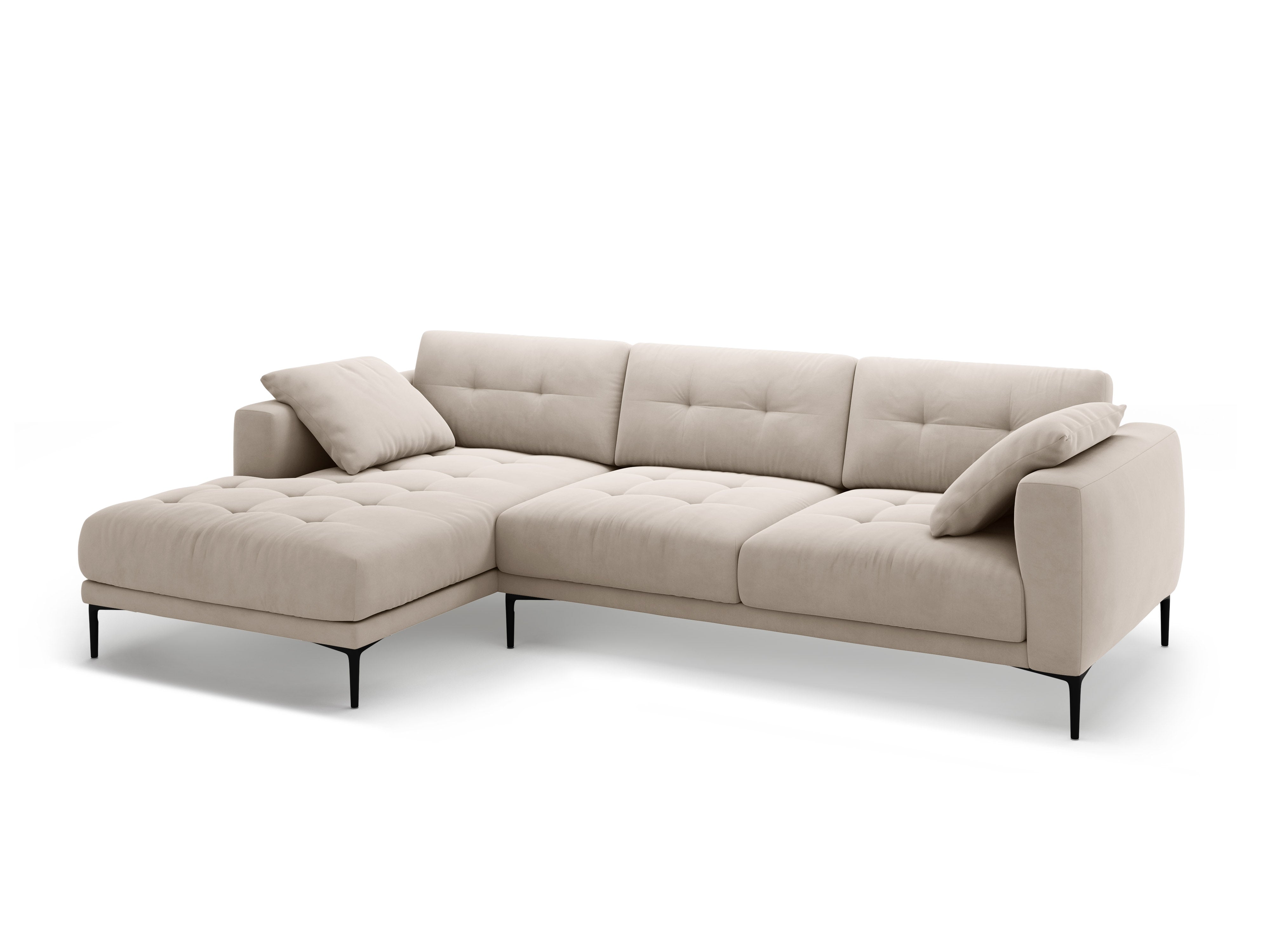 Left-sided velvet corner sofa BEMY beige