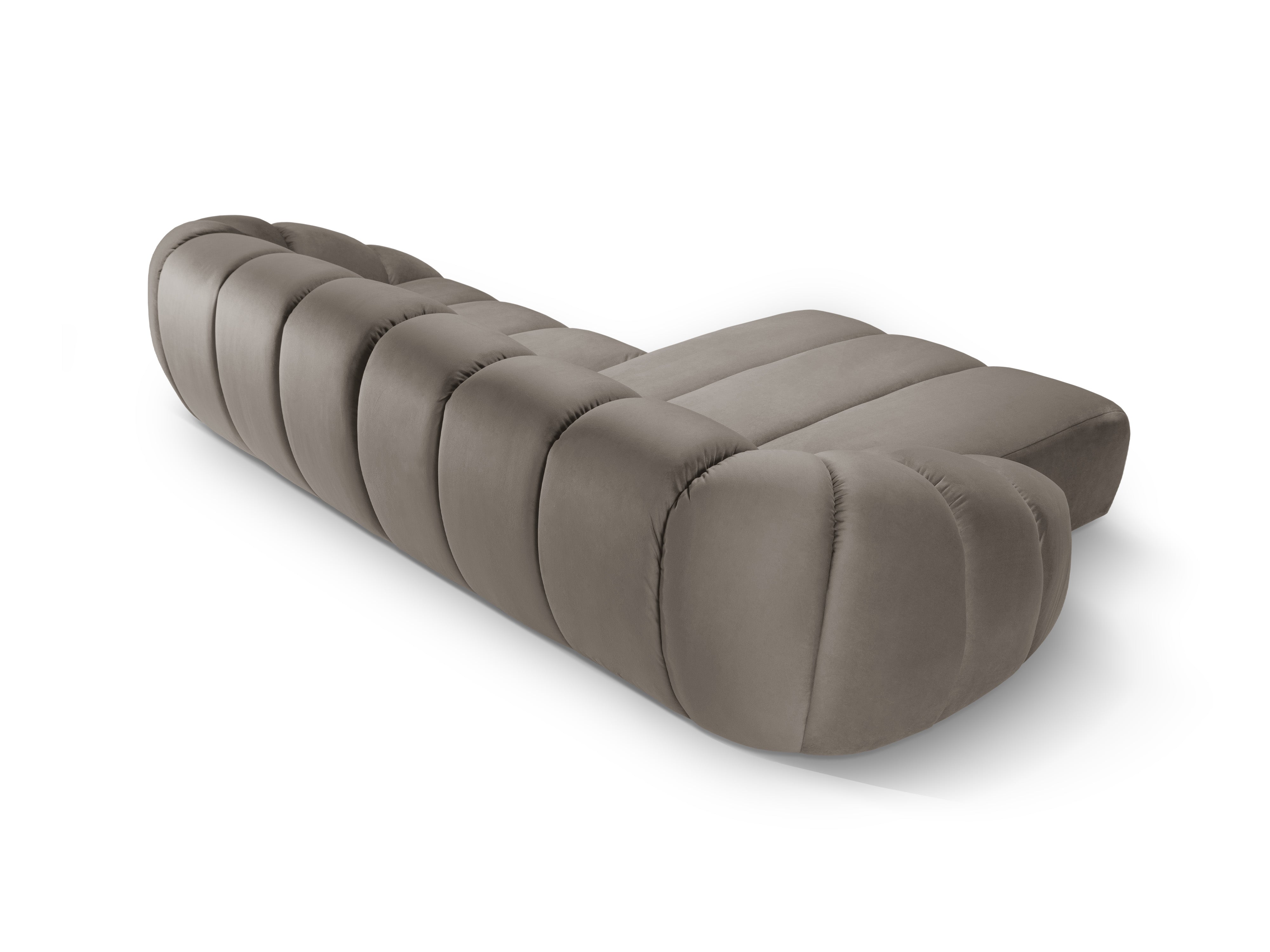Velvet corner sofa for 4 people, left-sided, DIANA, gray-brown
