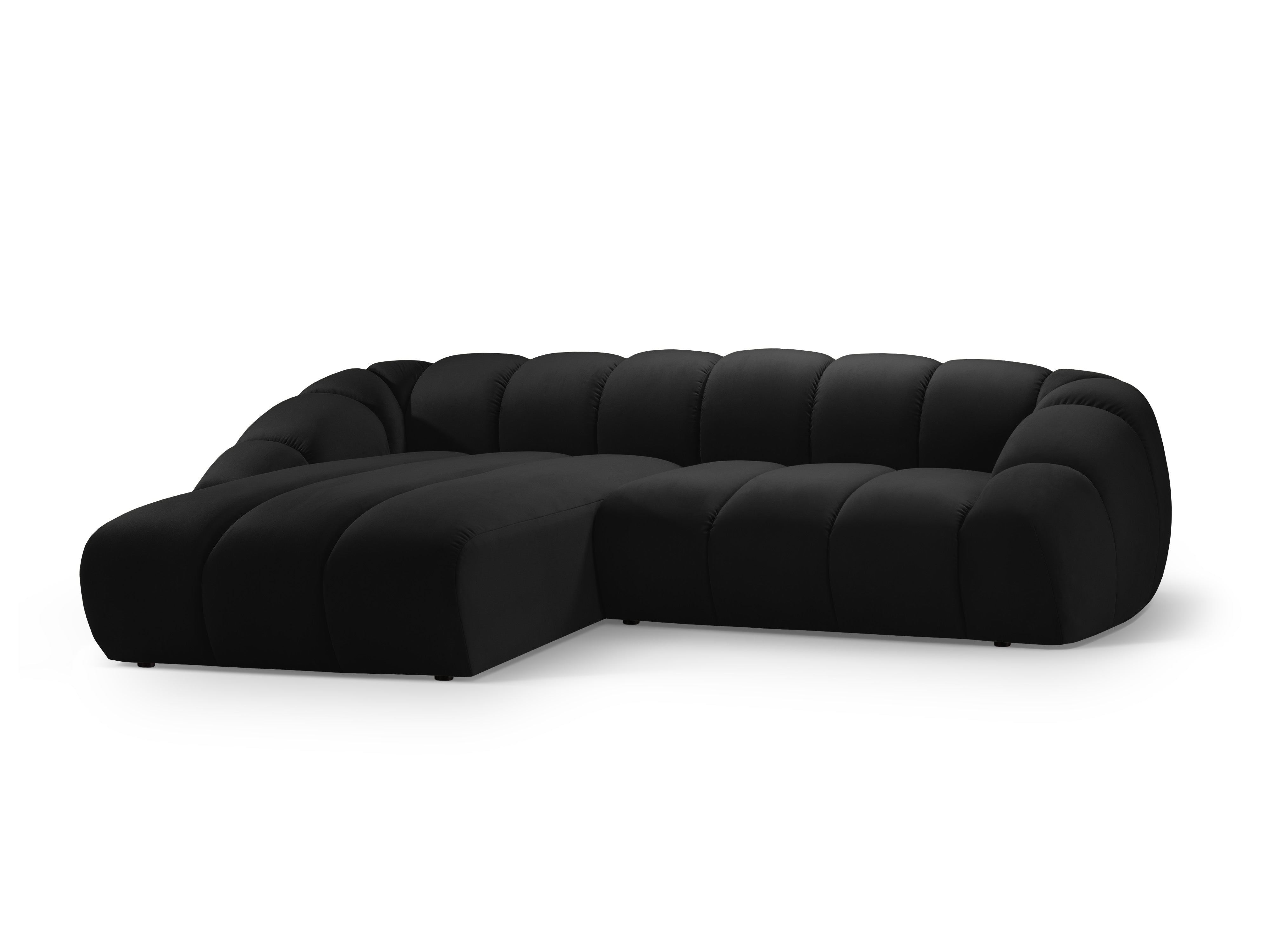 Velvet corner sofa for 4 people left-sided DIANA black