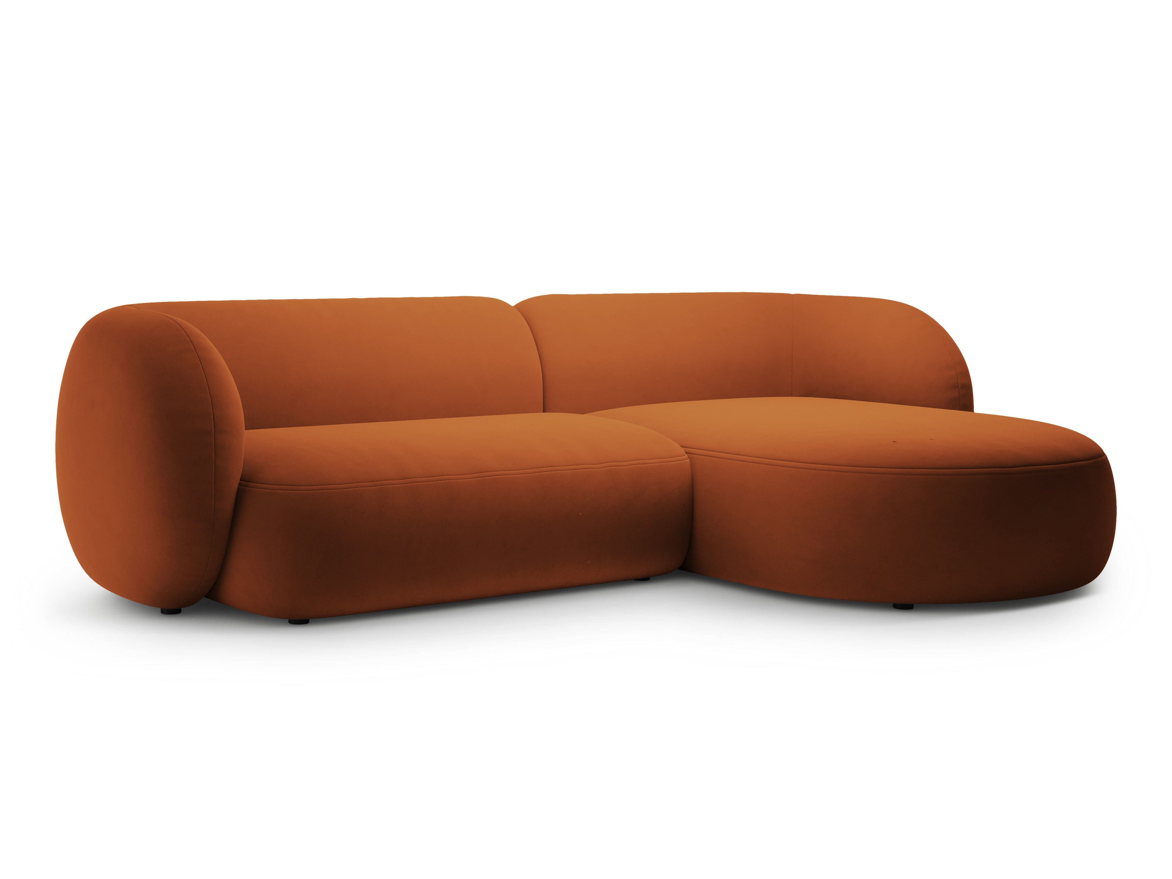 Right-facing velvet corner sofa 3-seater KATE terracotta