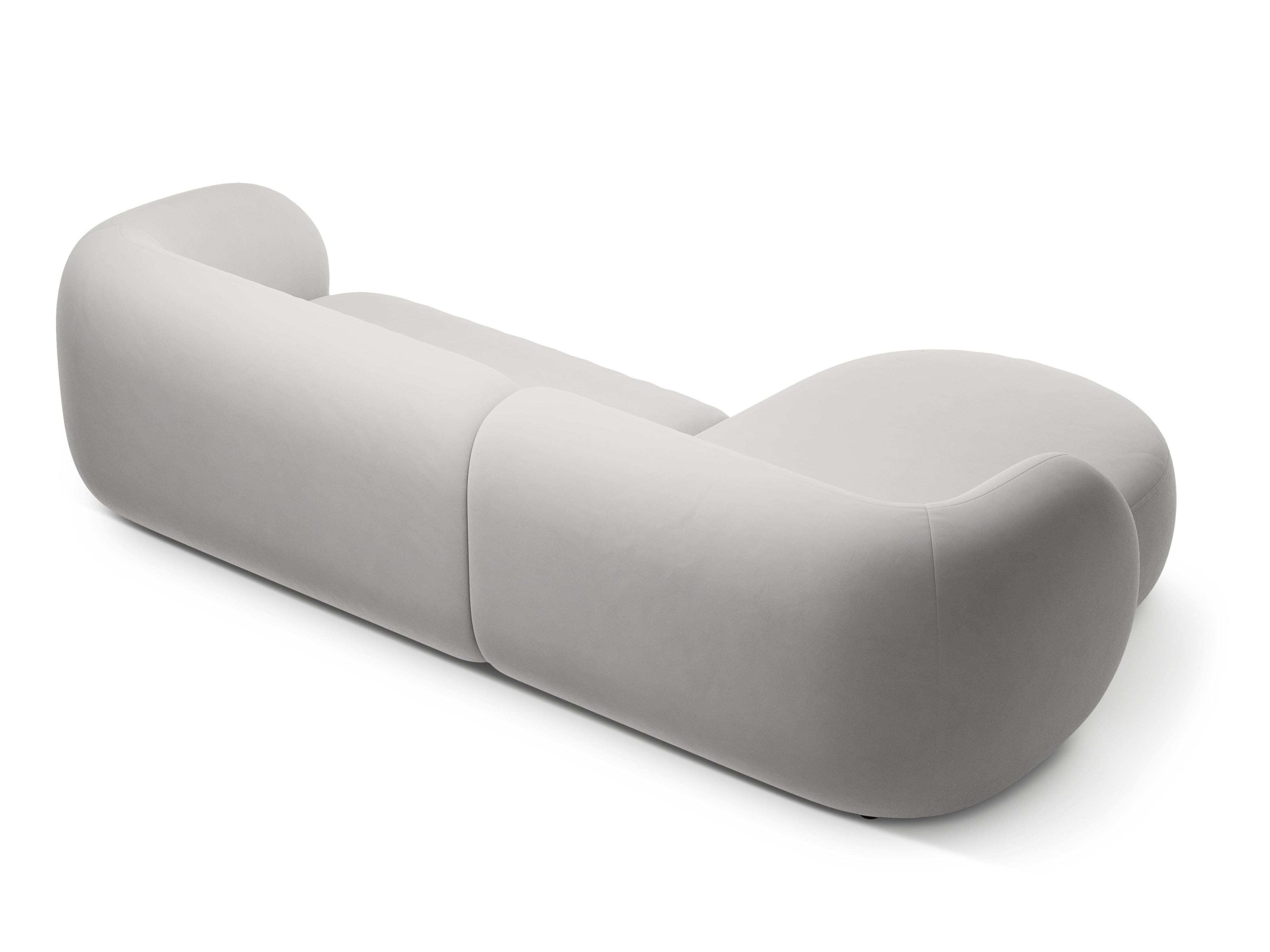 Sametový rohový trojmiestny gauč KATE svetlosivý