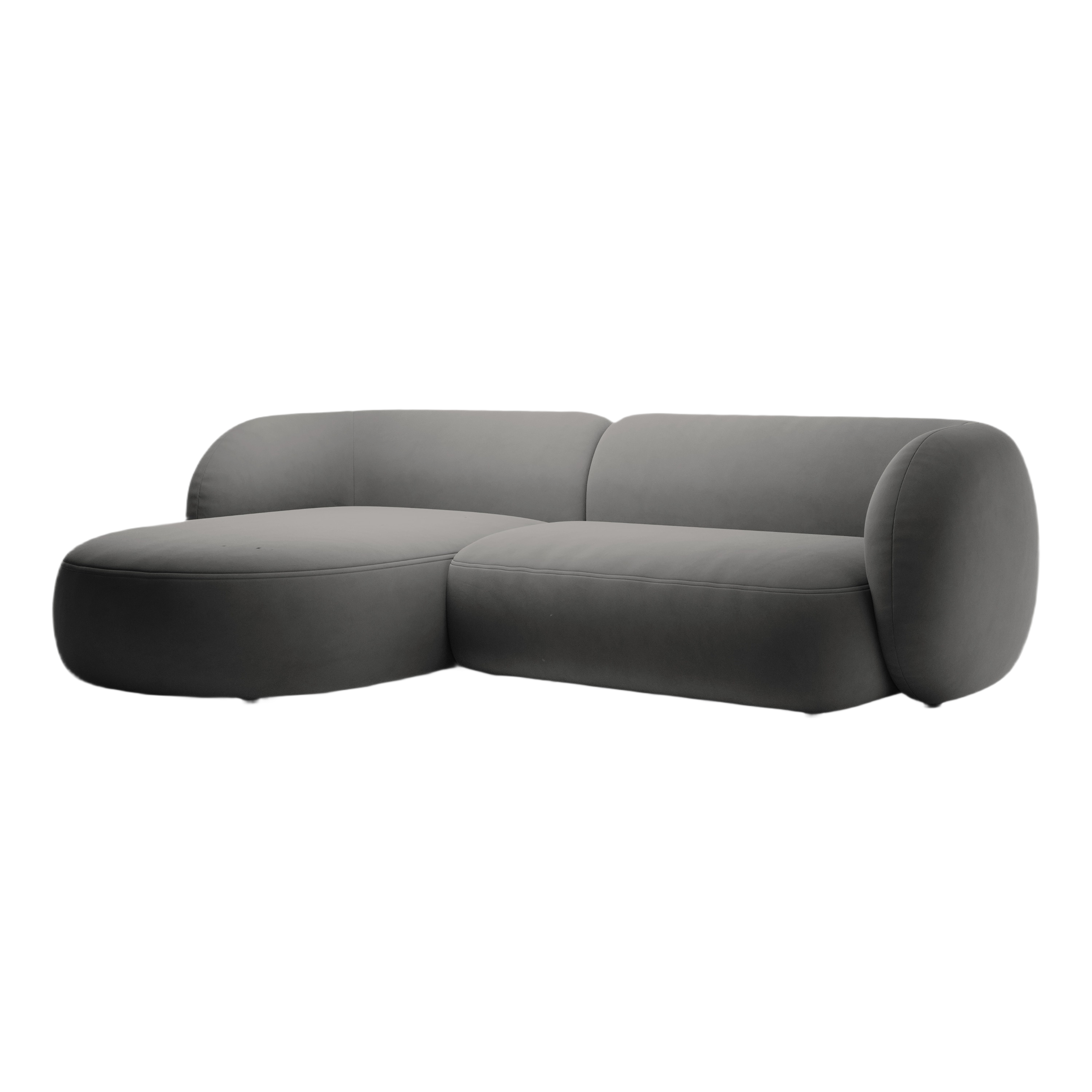 Left-facing velvet corner sofa for 3 people KATE dark gray