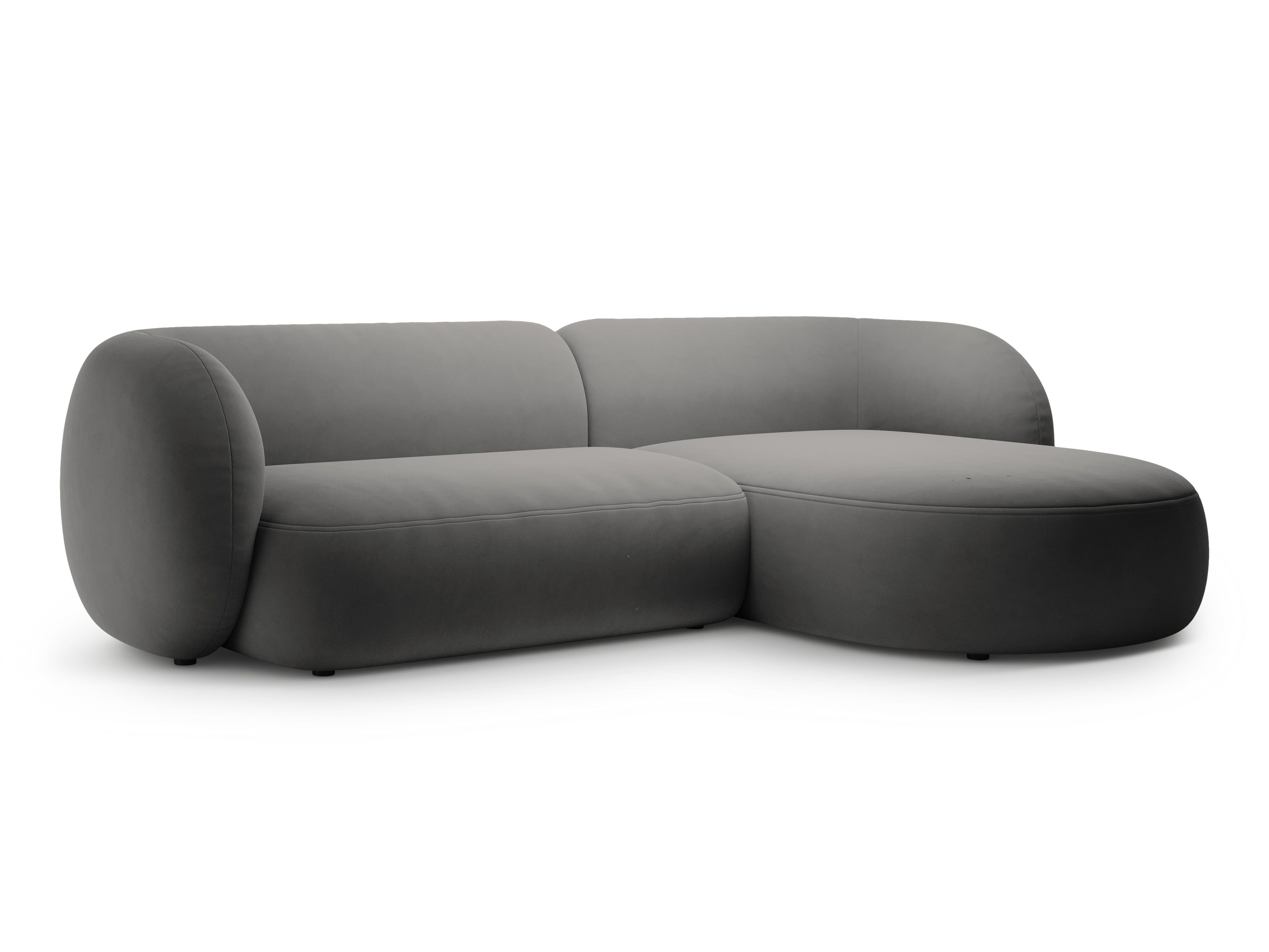Right-facing velvet corner sofa for 3 people KATE dark gray