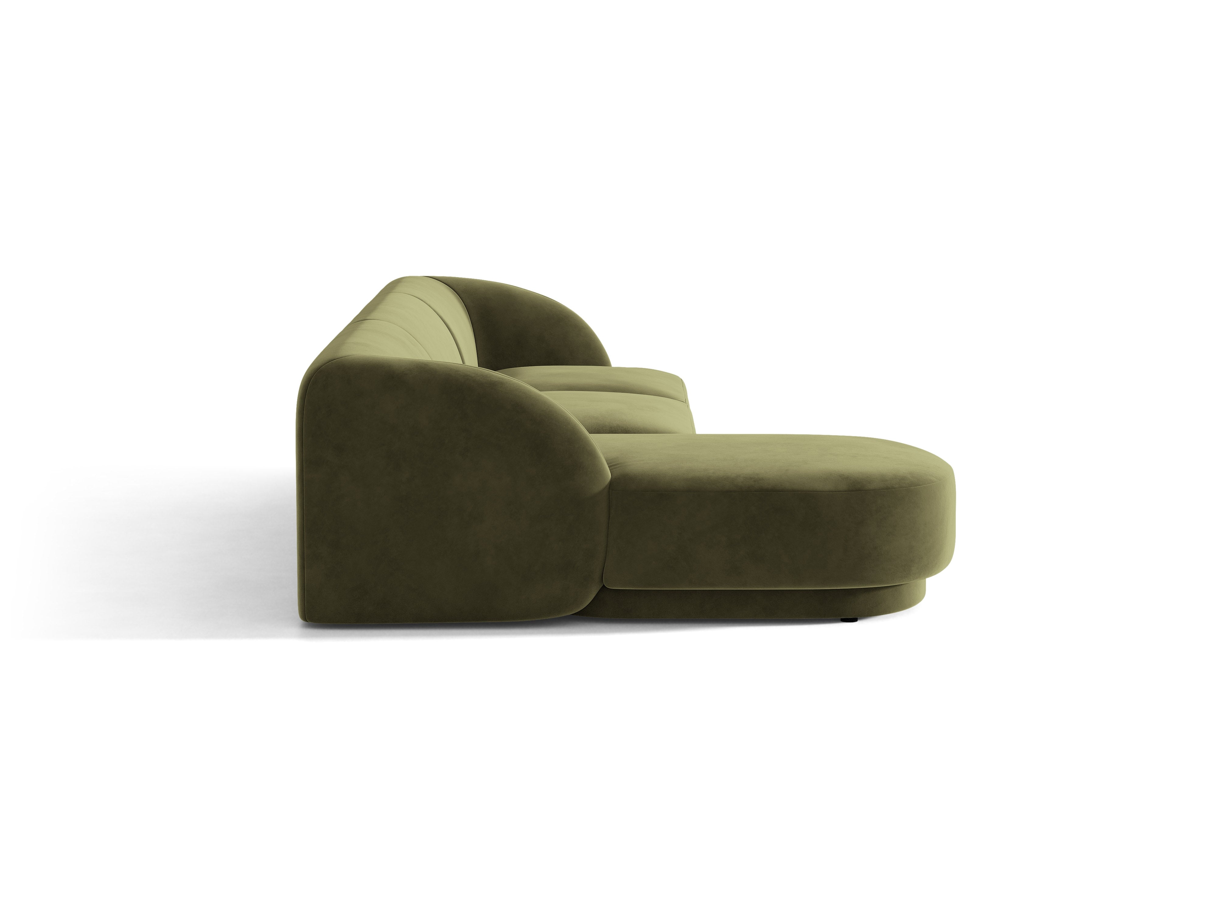 Narożnik aksamitny 4-osobowy lewostronny MILEY zielony – sofa narożna