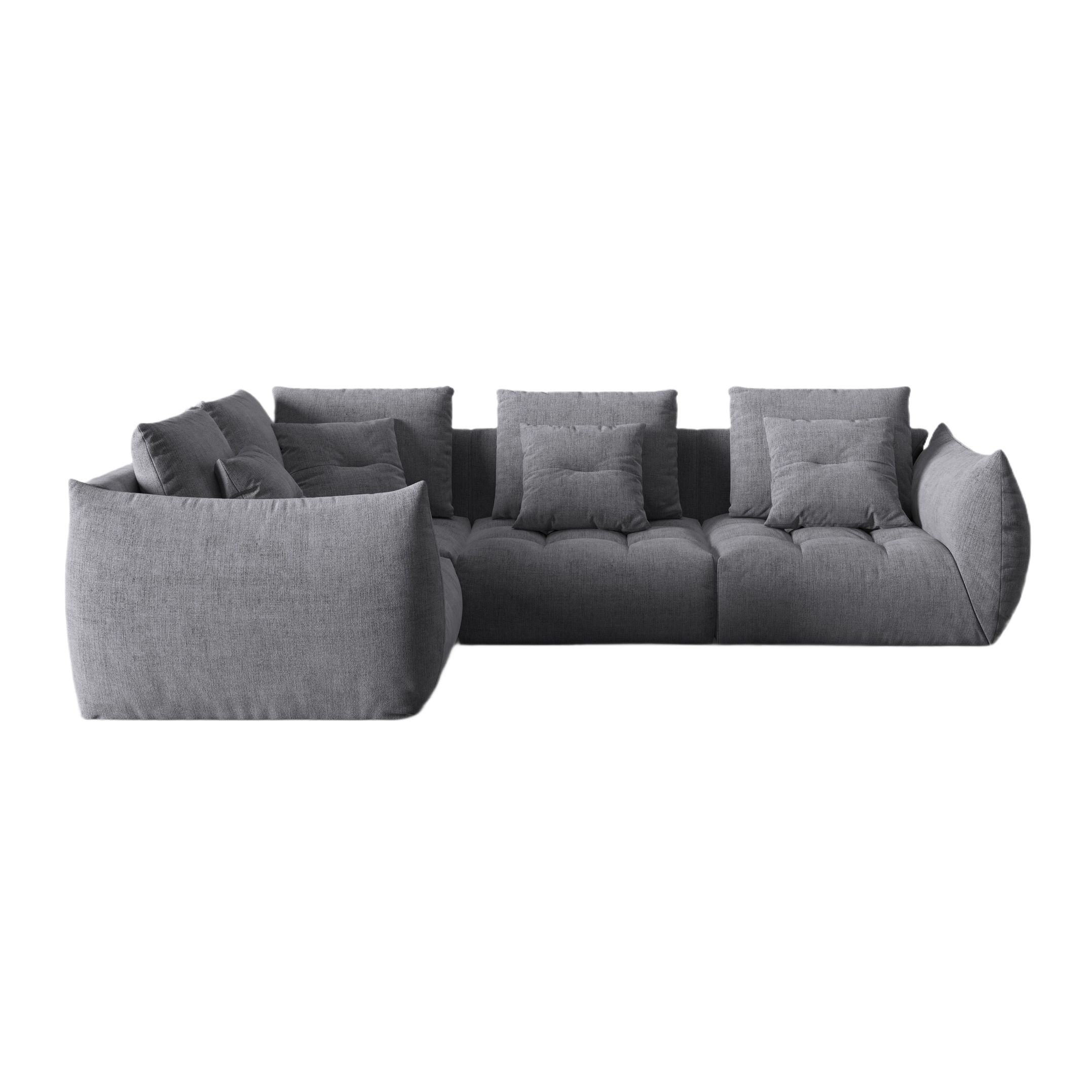Modular corner sofa for 3 people, left-sided, BLOOM, gray chenille