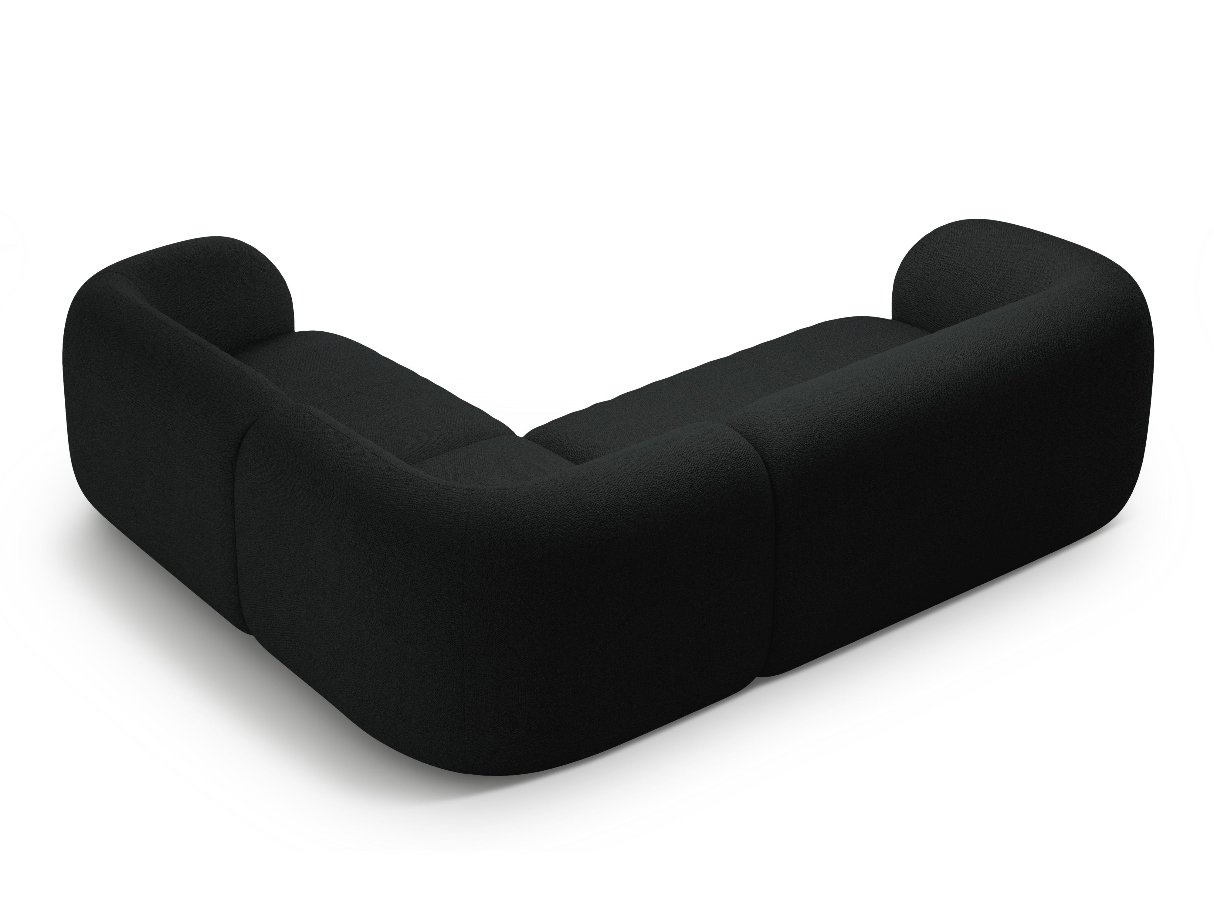 Pravostranný rohový gauč pre 4 osoby KATE čierny boucle