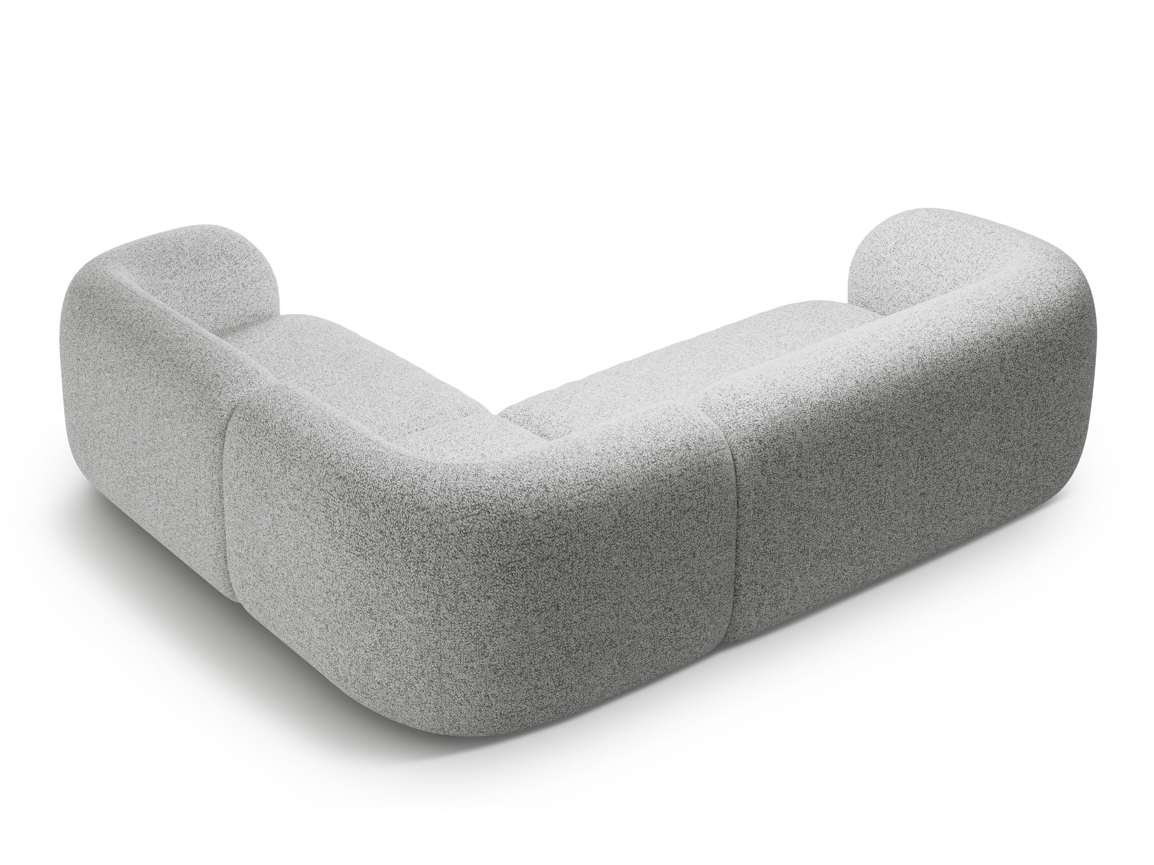 Pravostranný rohový gauč pre 4 osoby KATE svetlosivý melír