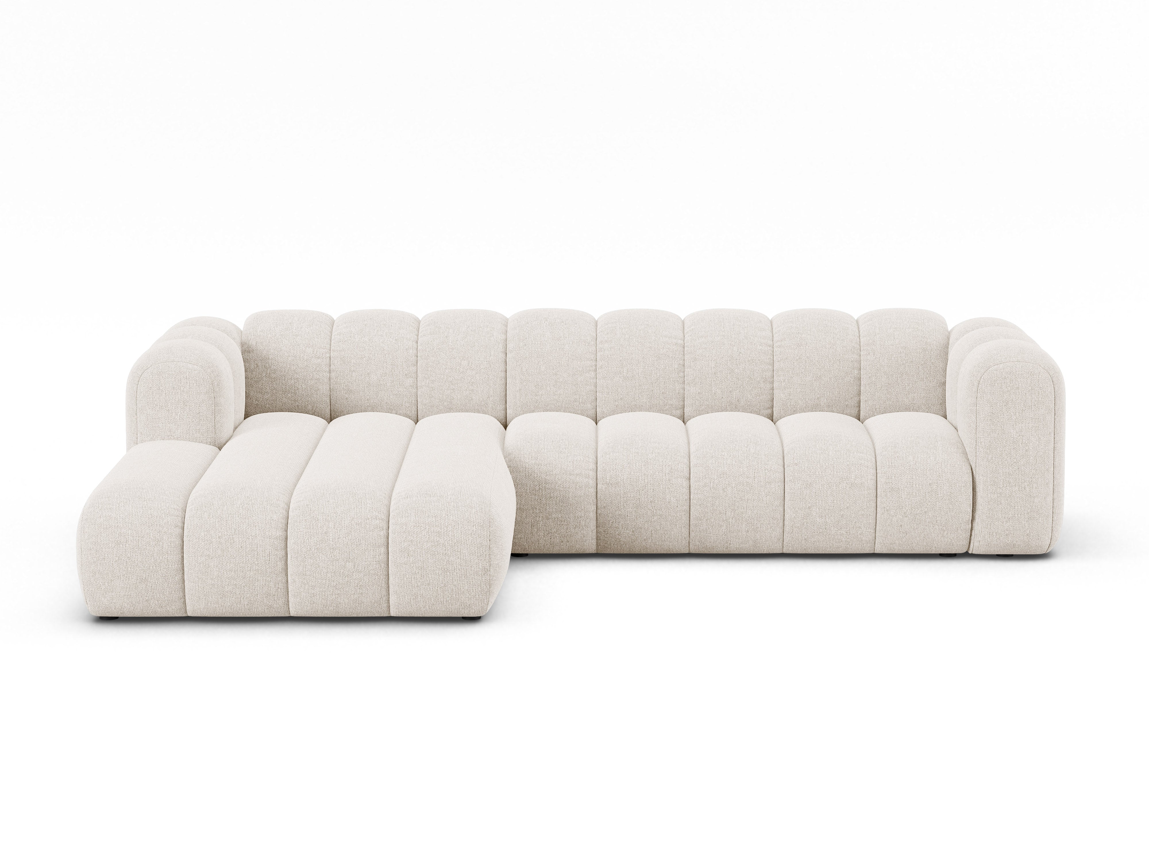 Left-facing 4-seater corner sofa LUPINE light beige chenille