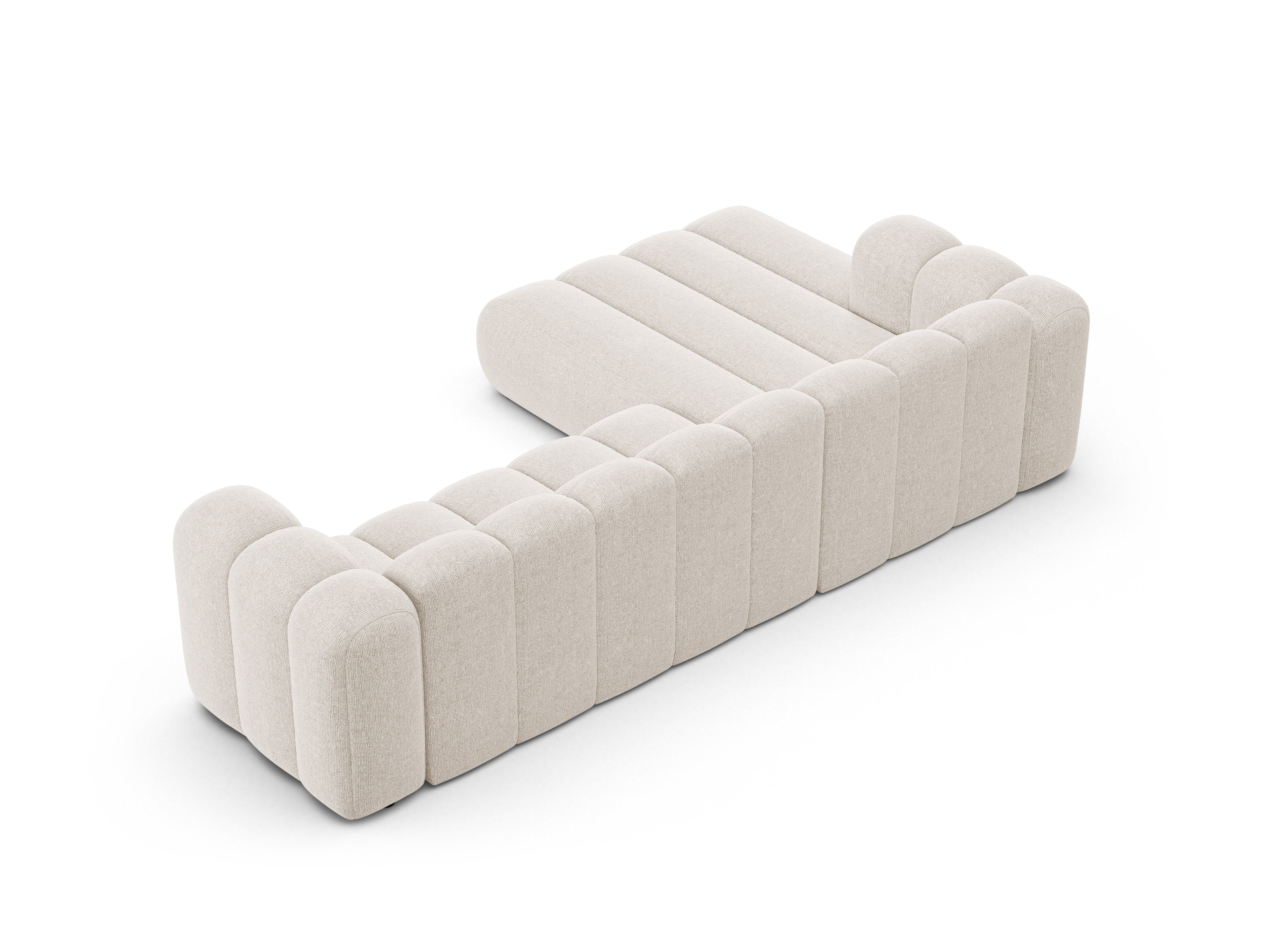 Left-facing 4-seater corner sofa LUPINE light beige chenille