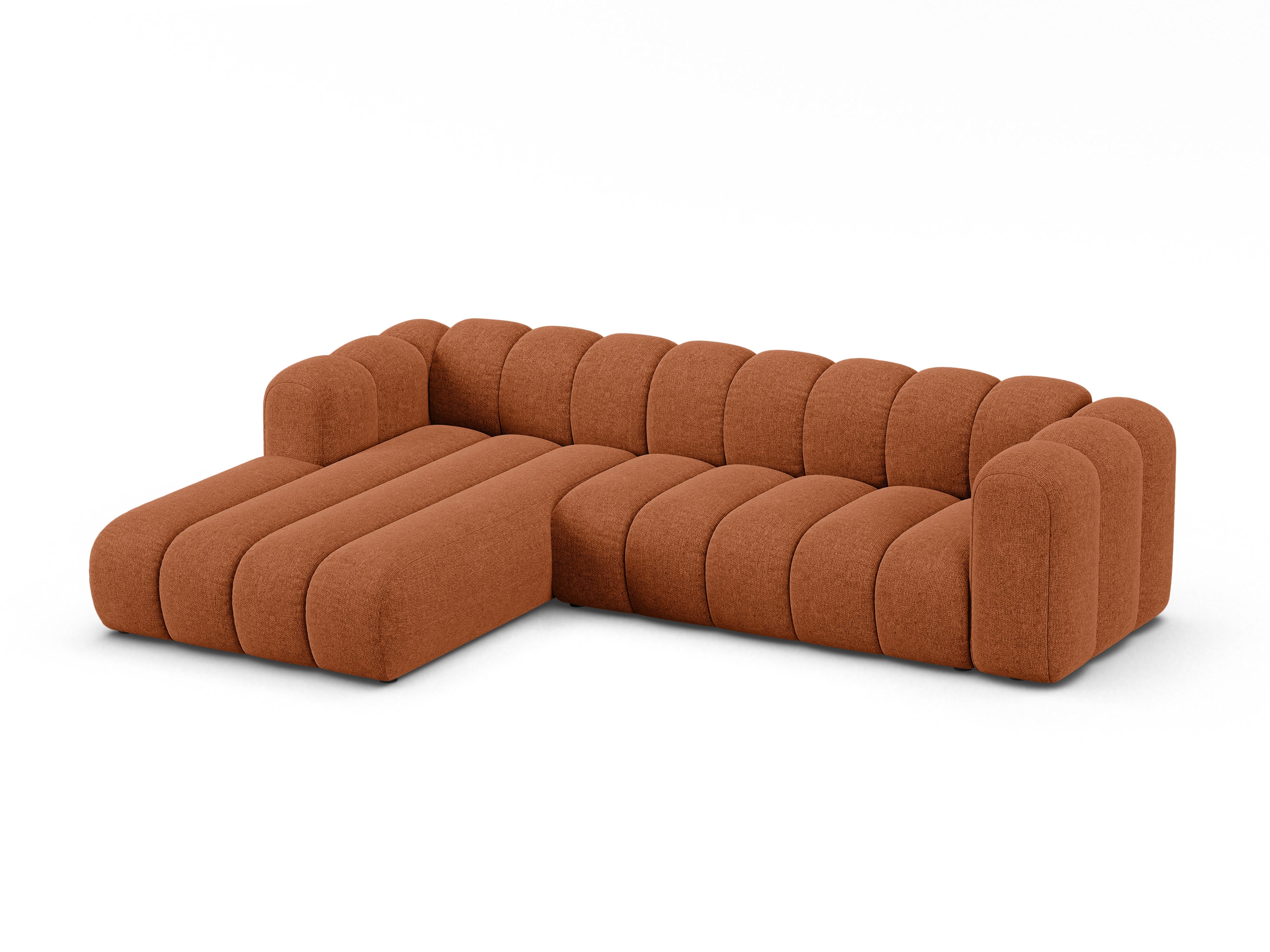 Left-facing 4-seater corner sofa LUPINE brick chenille
