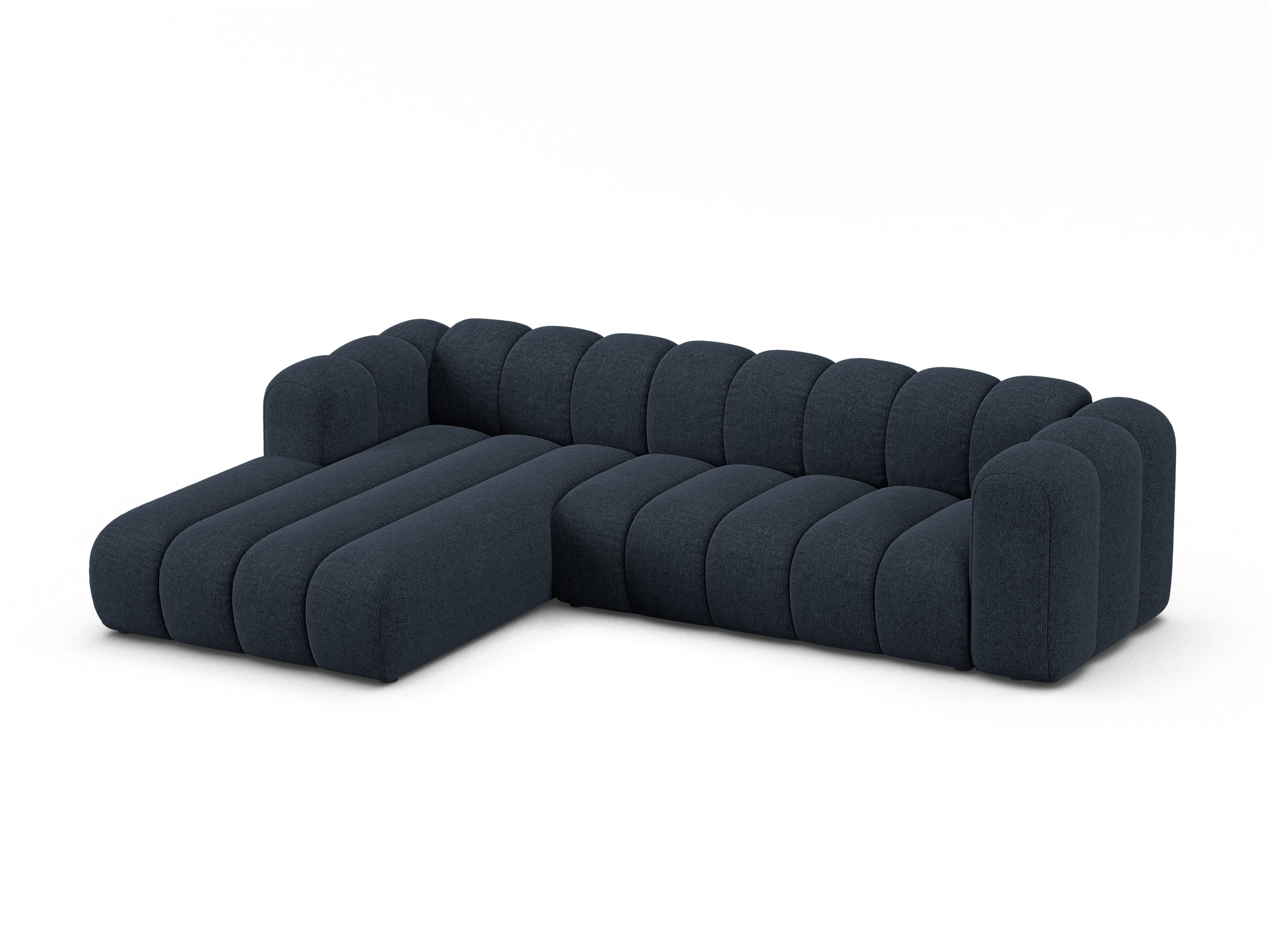 4-seater left-facing corner sofa LUPINE navy chenille