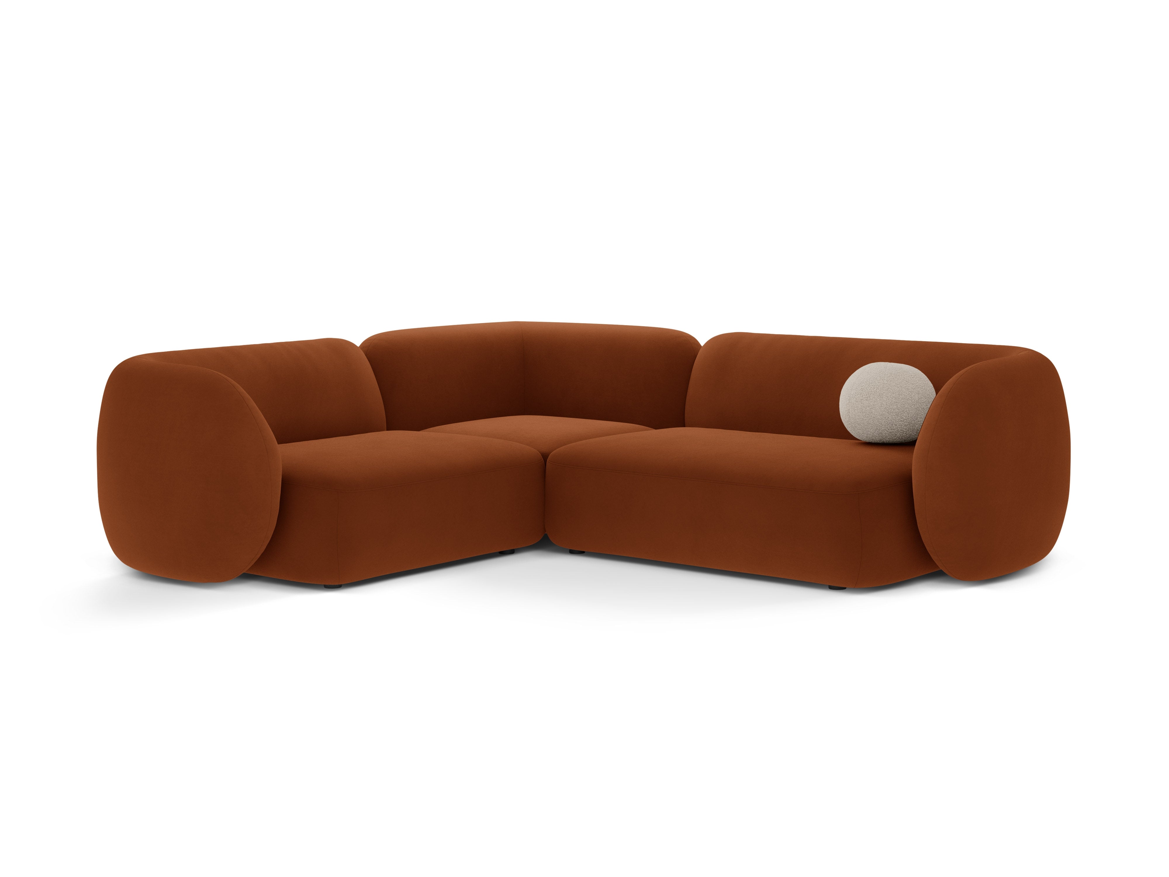 Narożnik aksamitny lewostronny 4-osobowy KATE terracotta – Micadoni