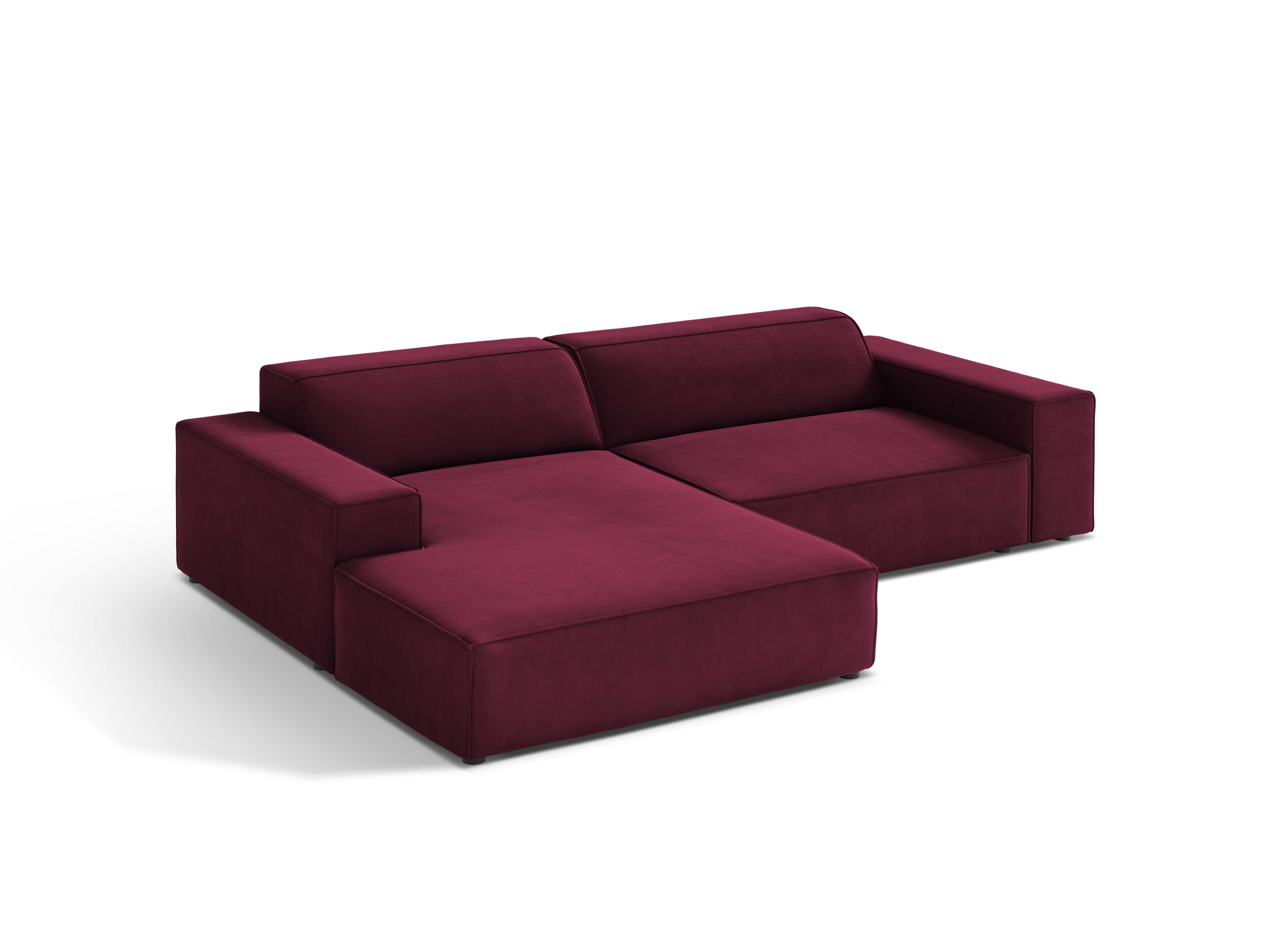 Trojsed levoúhlový JODIE v burgundskej farbe z jemného velúru