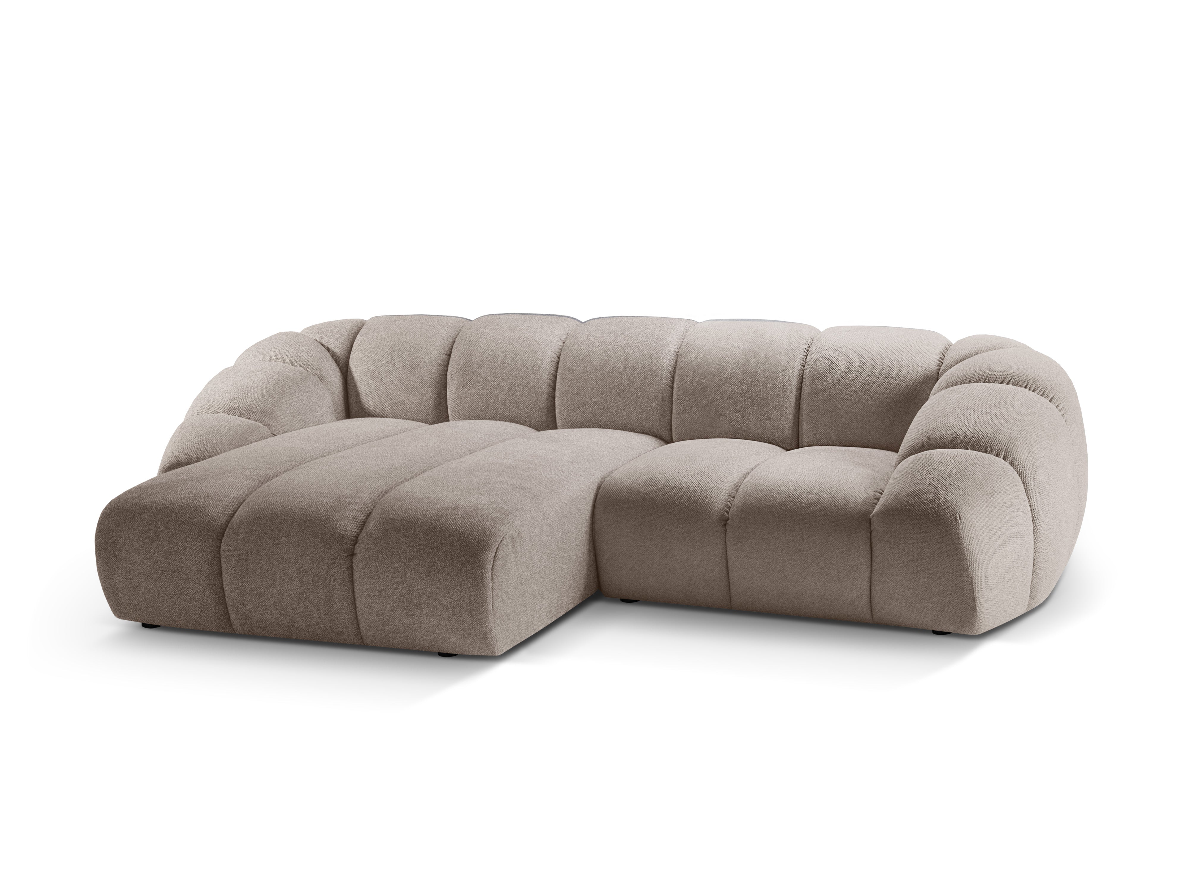 Left-facing 3-seater corner sofa DIANA dark beige chenille