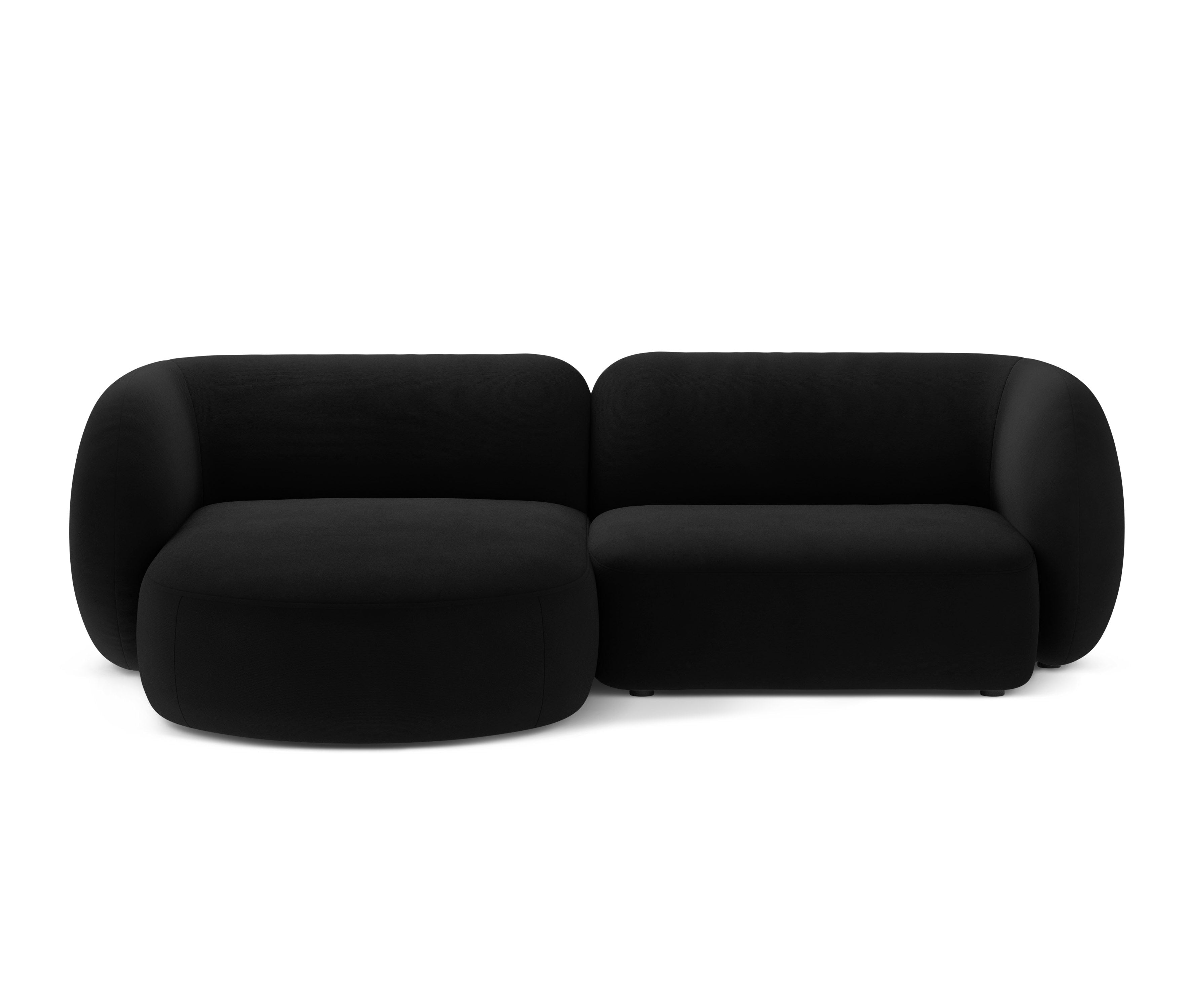 Left-facing velvet two-seater sofa KATE in black