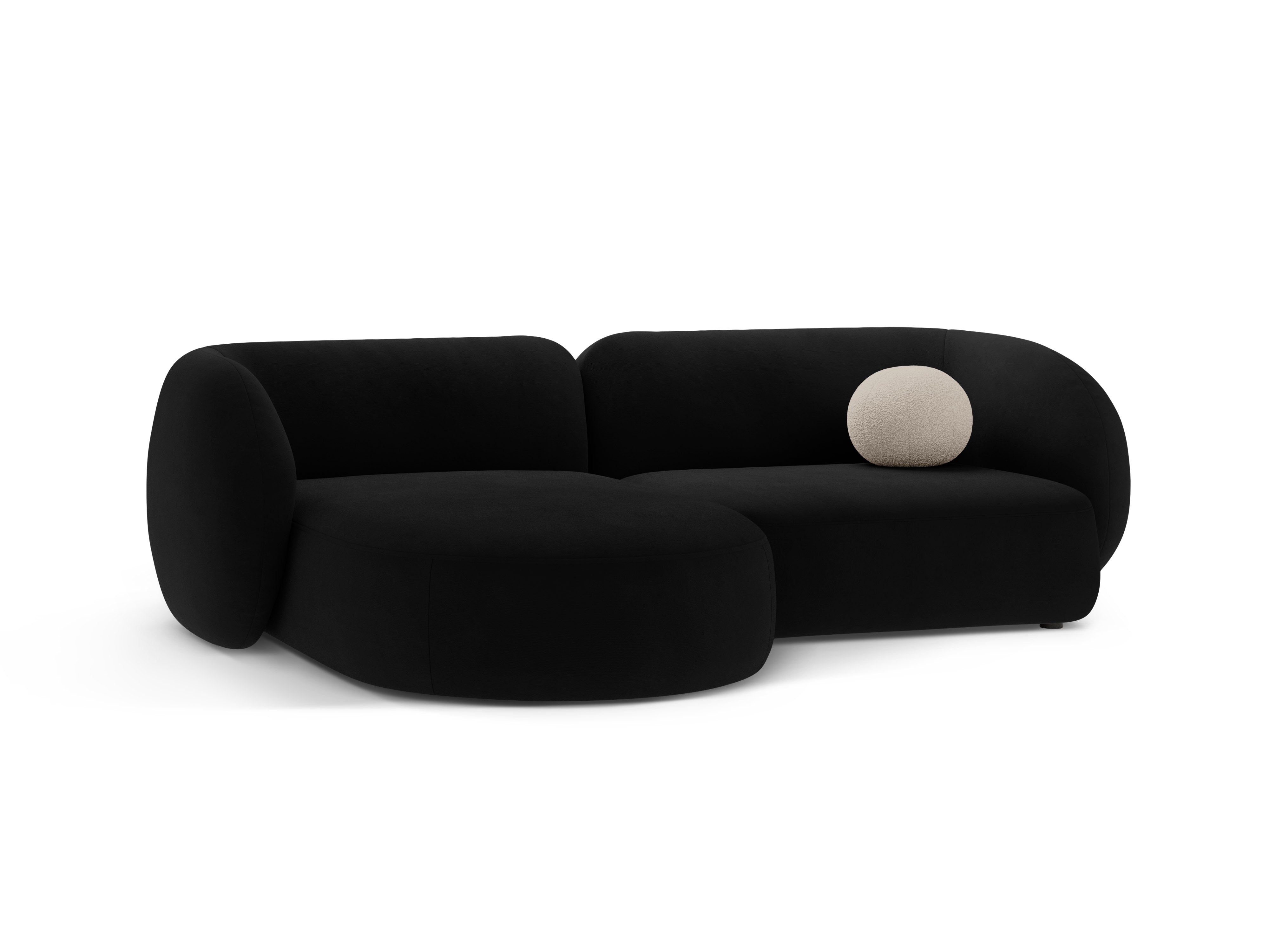 Left-facing velvet two-seater sofa KATE in black