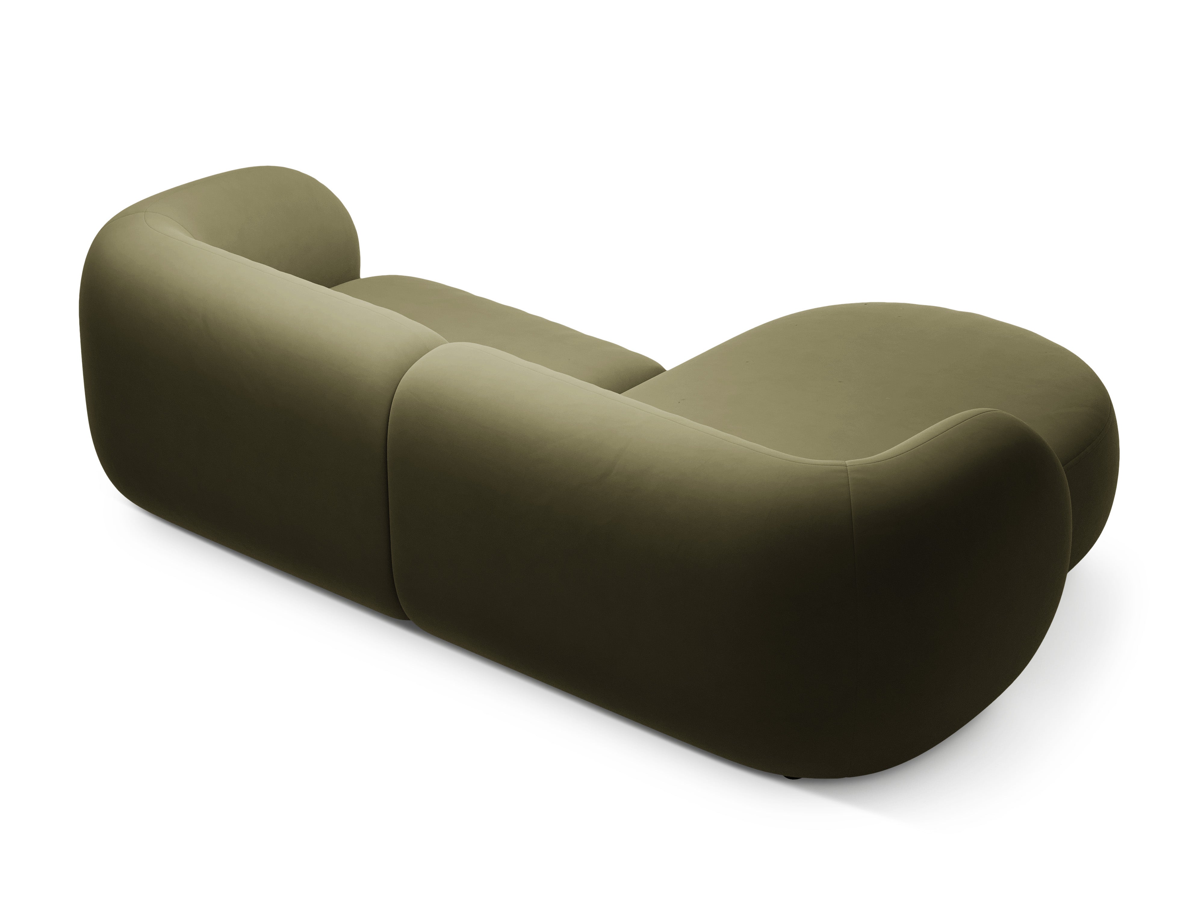 Zelený sametový rohový gauč pre dve osoby KATE