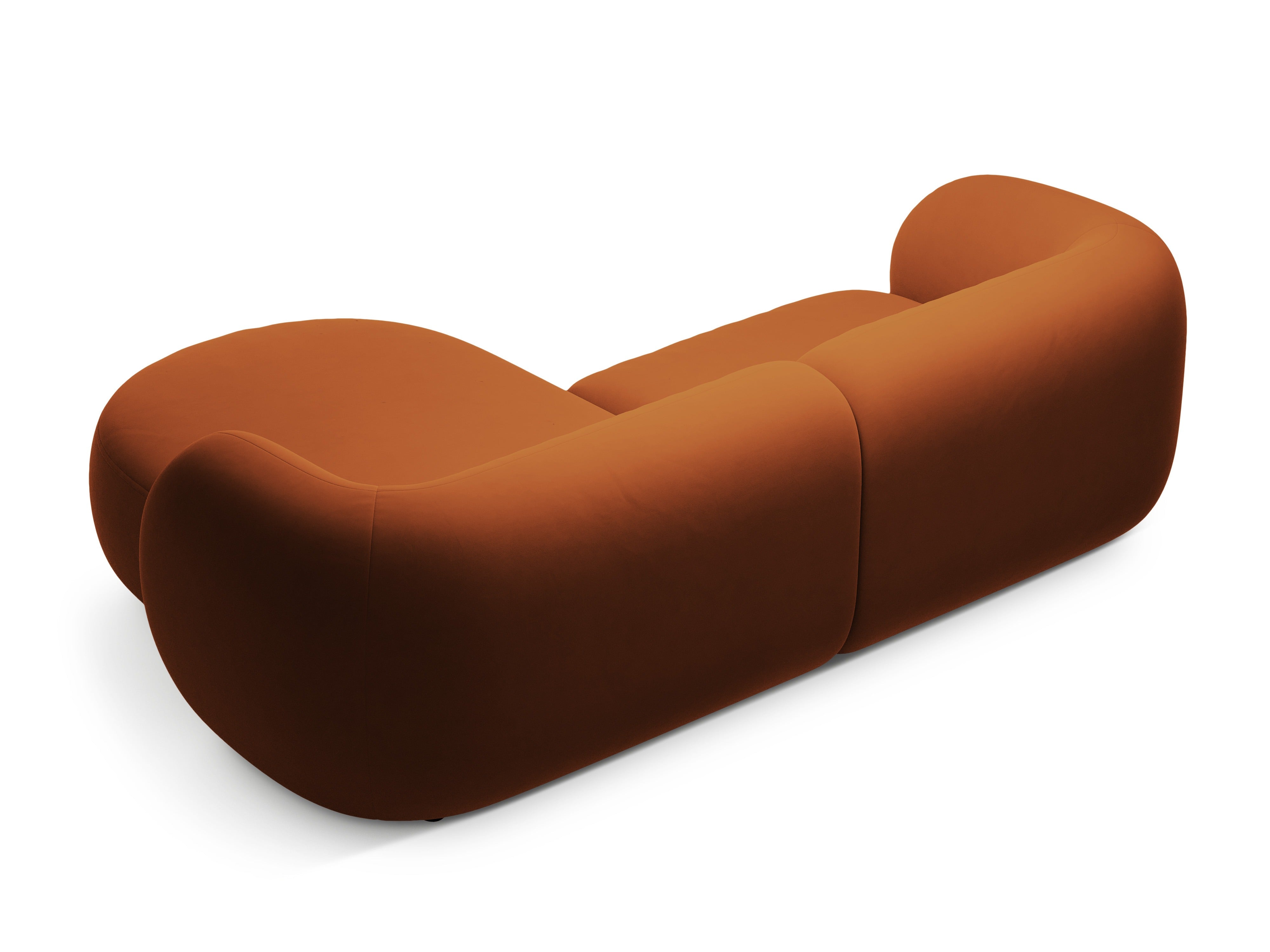 Rohová sedačka z sametu pravostranná 2-miestna KATE terrakota