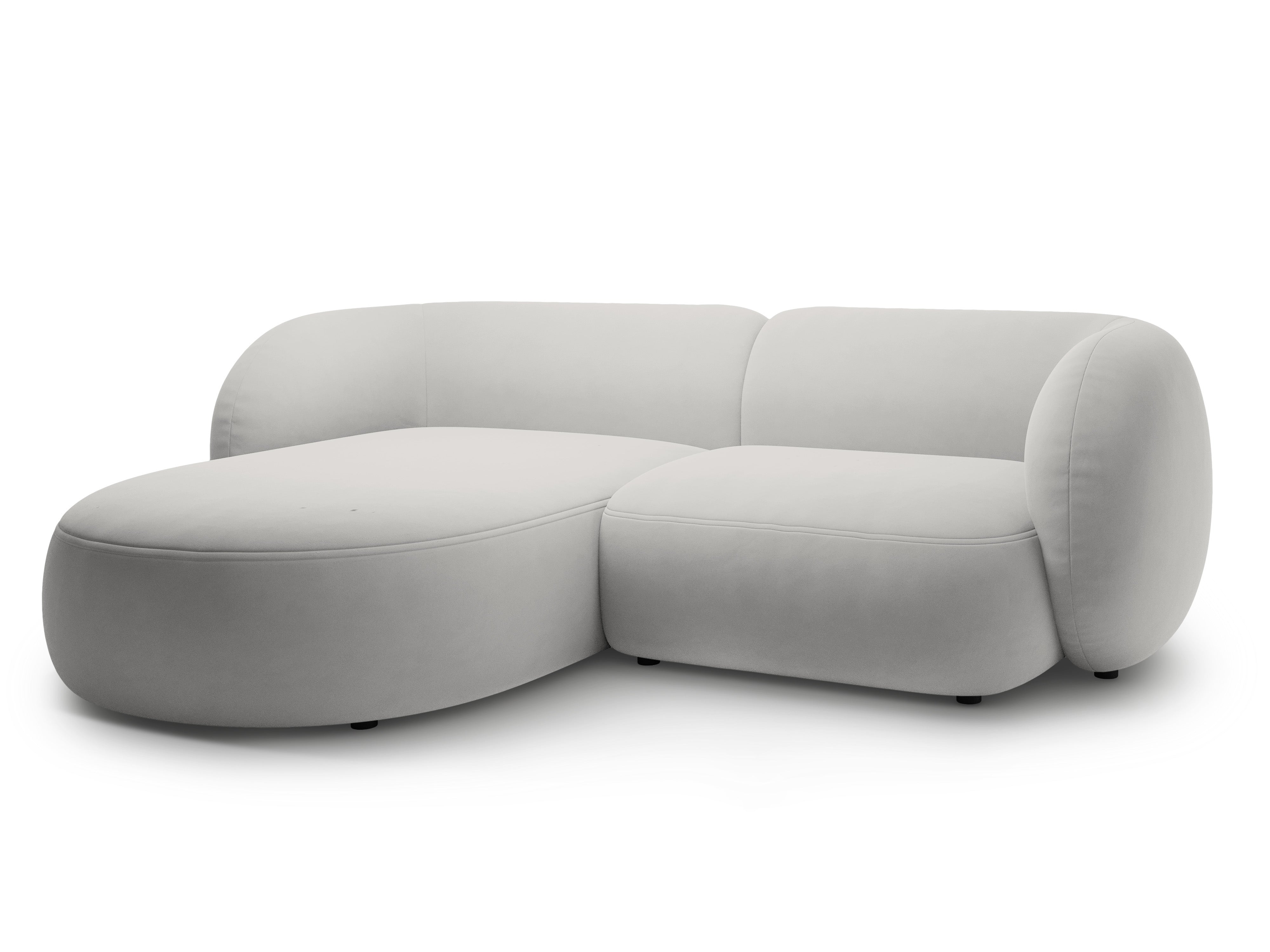 Left-facing velvet corner sofa for 2 people KATE light gray