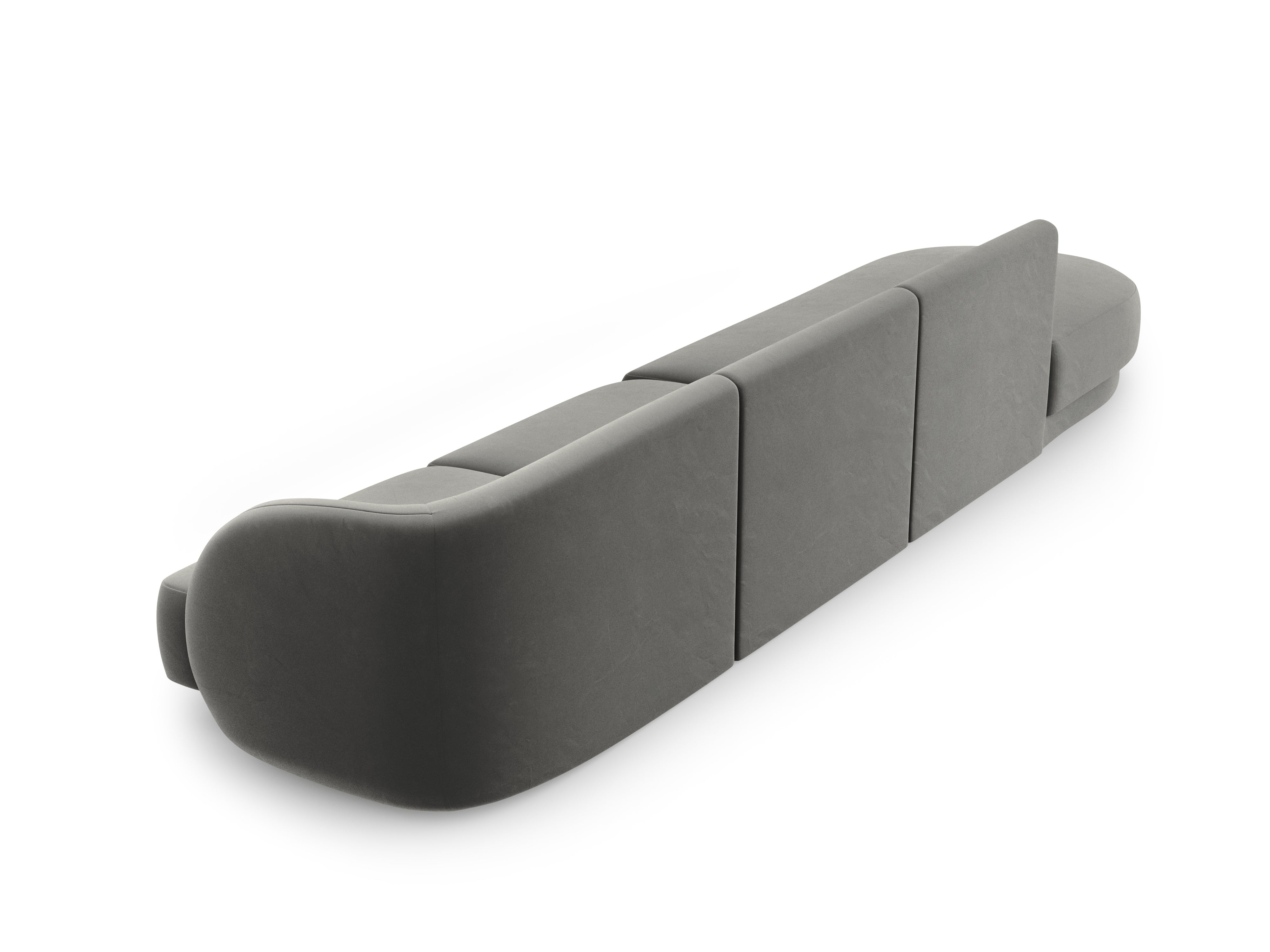 Sofa aksamitna lewostronna 4-osobowa otwarta MILEY jasnoszary Micadoni    Eye on Design