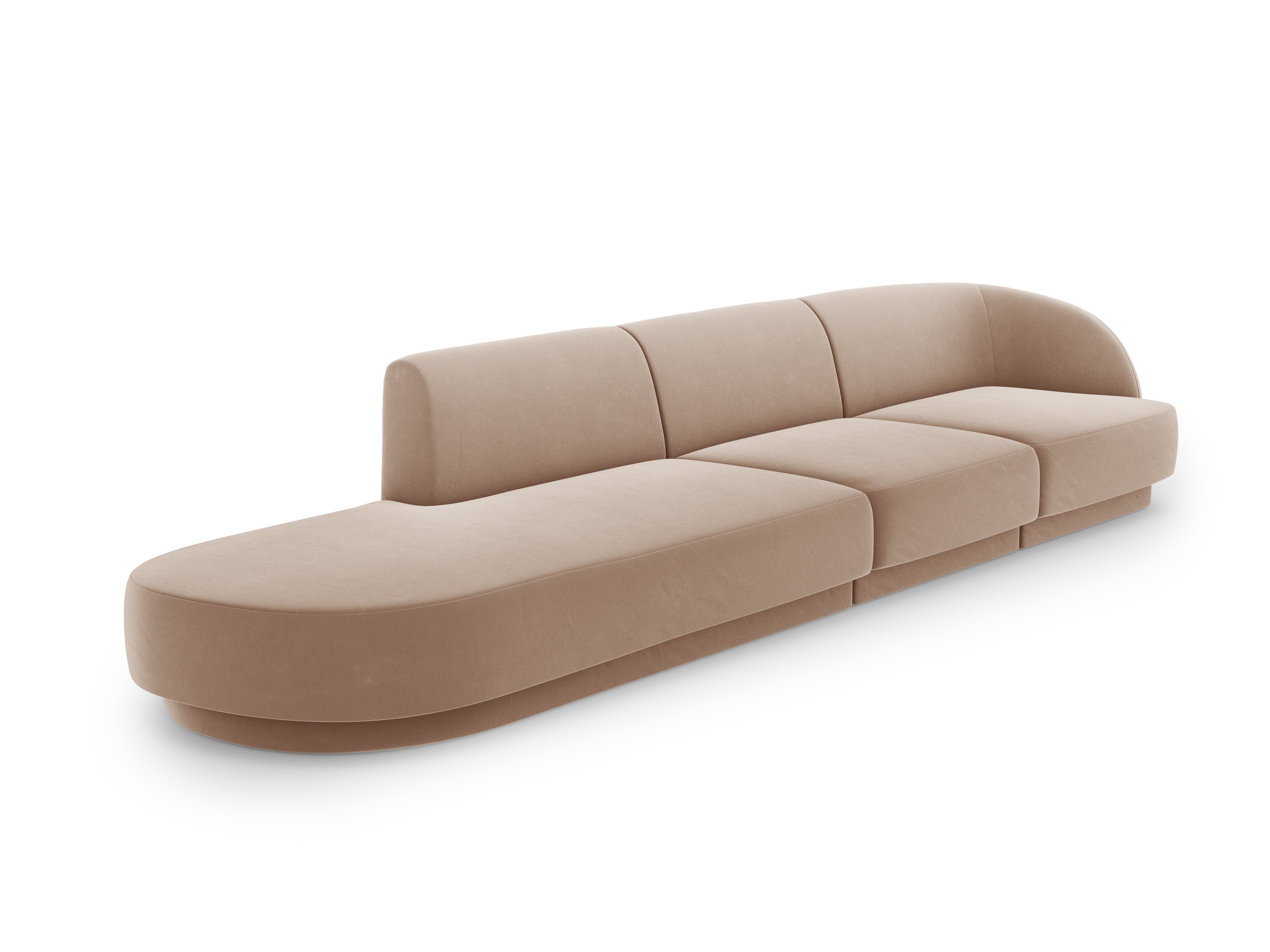 Sofa aksamitna lewostronna 4-osobowa otwarta MILEY cappuccino Micadoni    Eye on Design