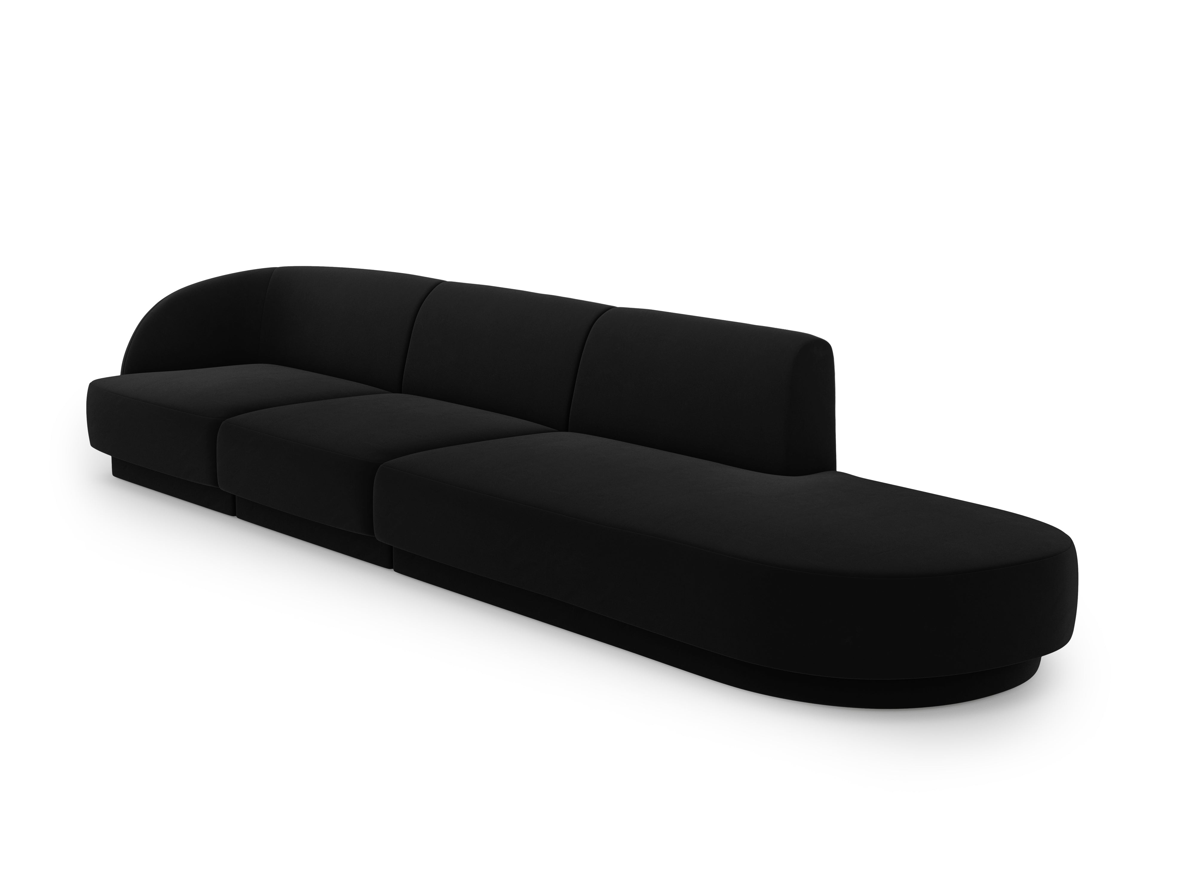 Sofa aksamitna prawostronna 4-osobowa otwarta MILEY czarny Micadoni    Eye on Design