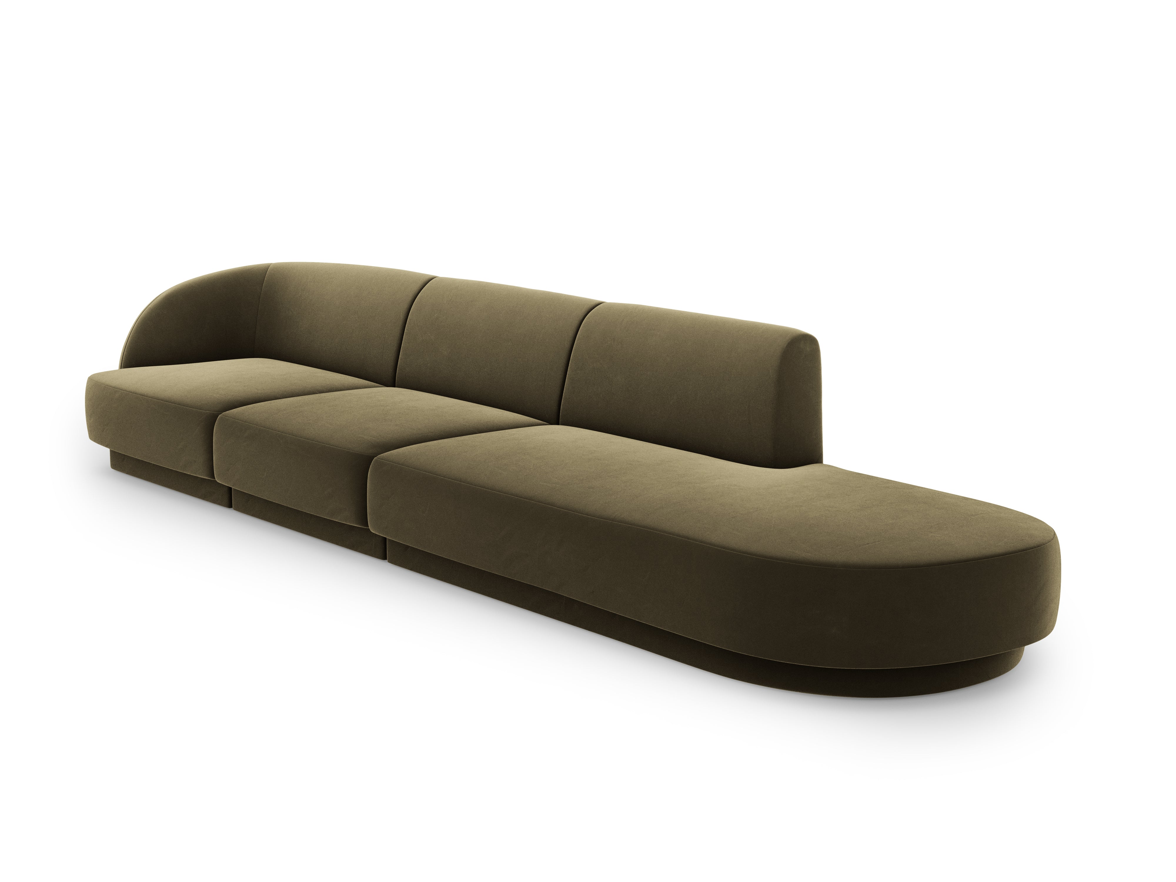 Sofa aksamitna prawostronna 4-osobowa otwarta MILEY zielony Micadoni    Eye on Design