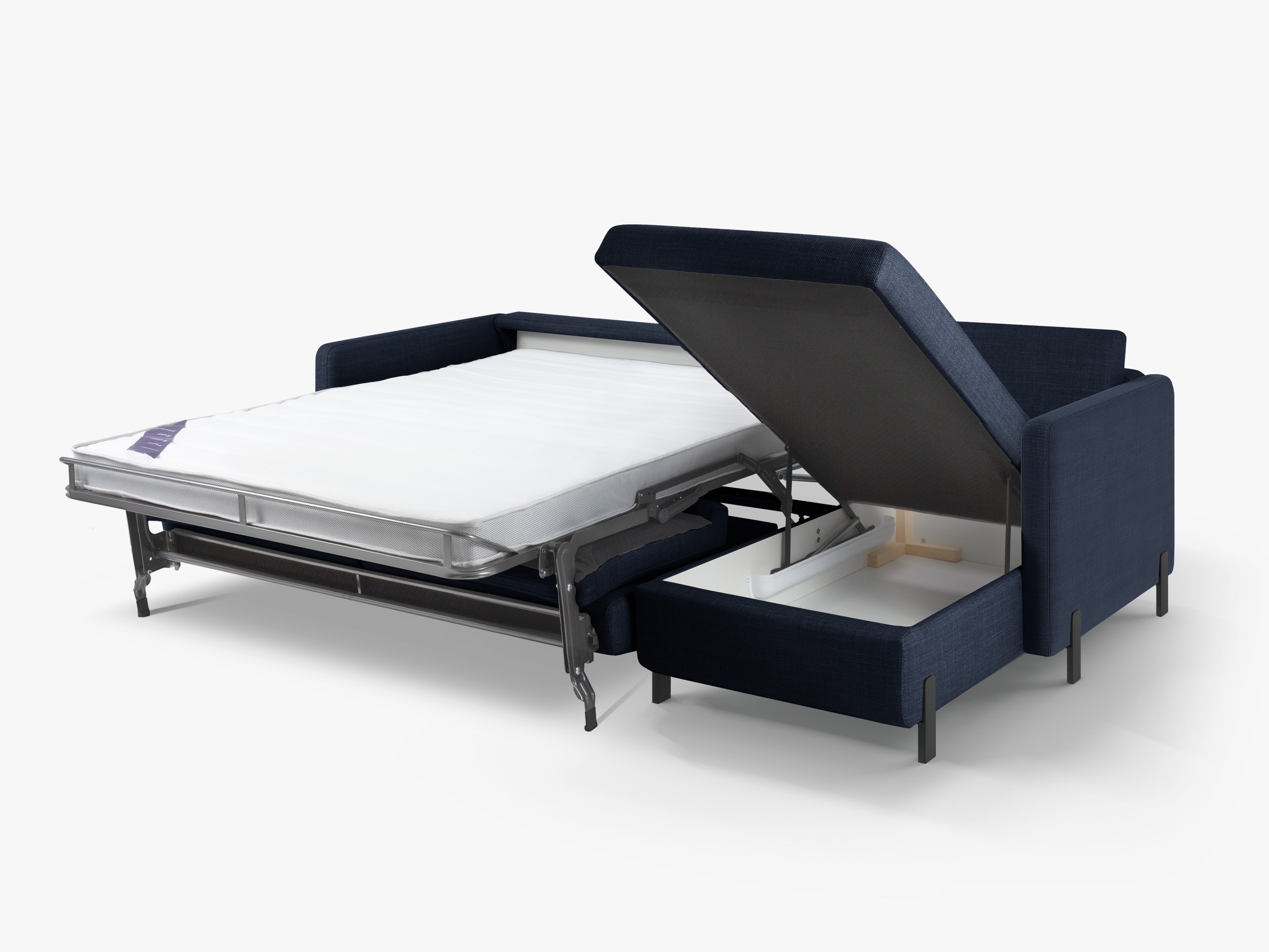 Right-hand corner sofa bed GLORIA blue chenille