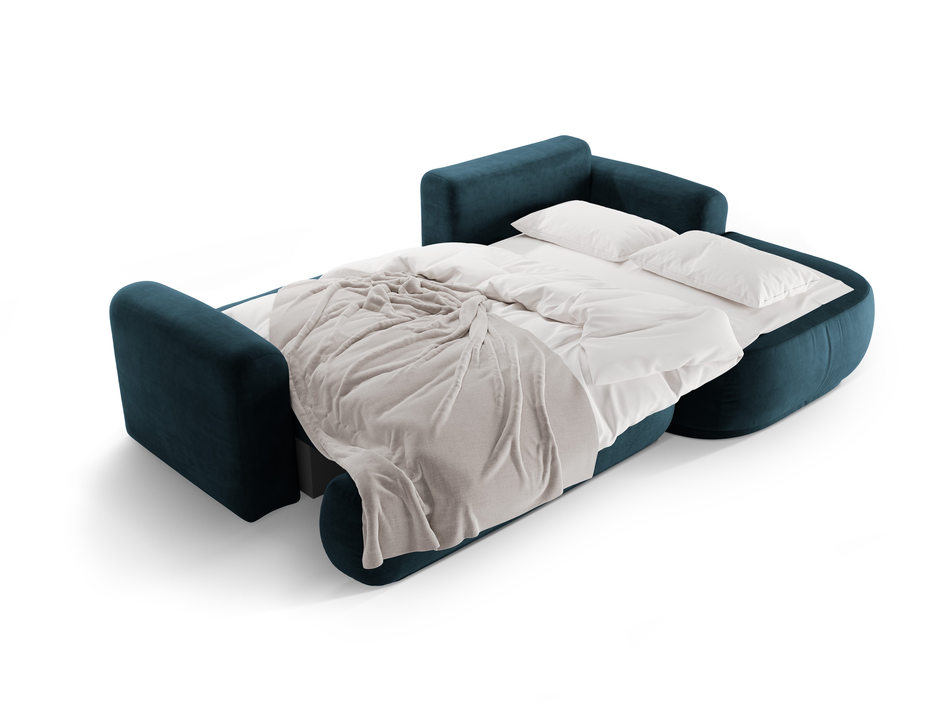 Velvet right -sided corner with sleeping function Ella Petrol navy blue
