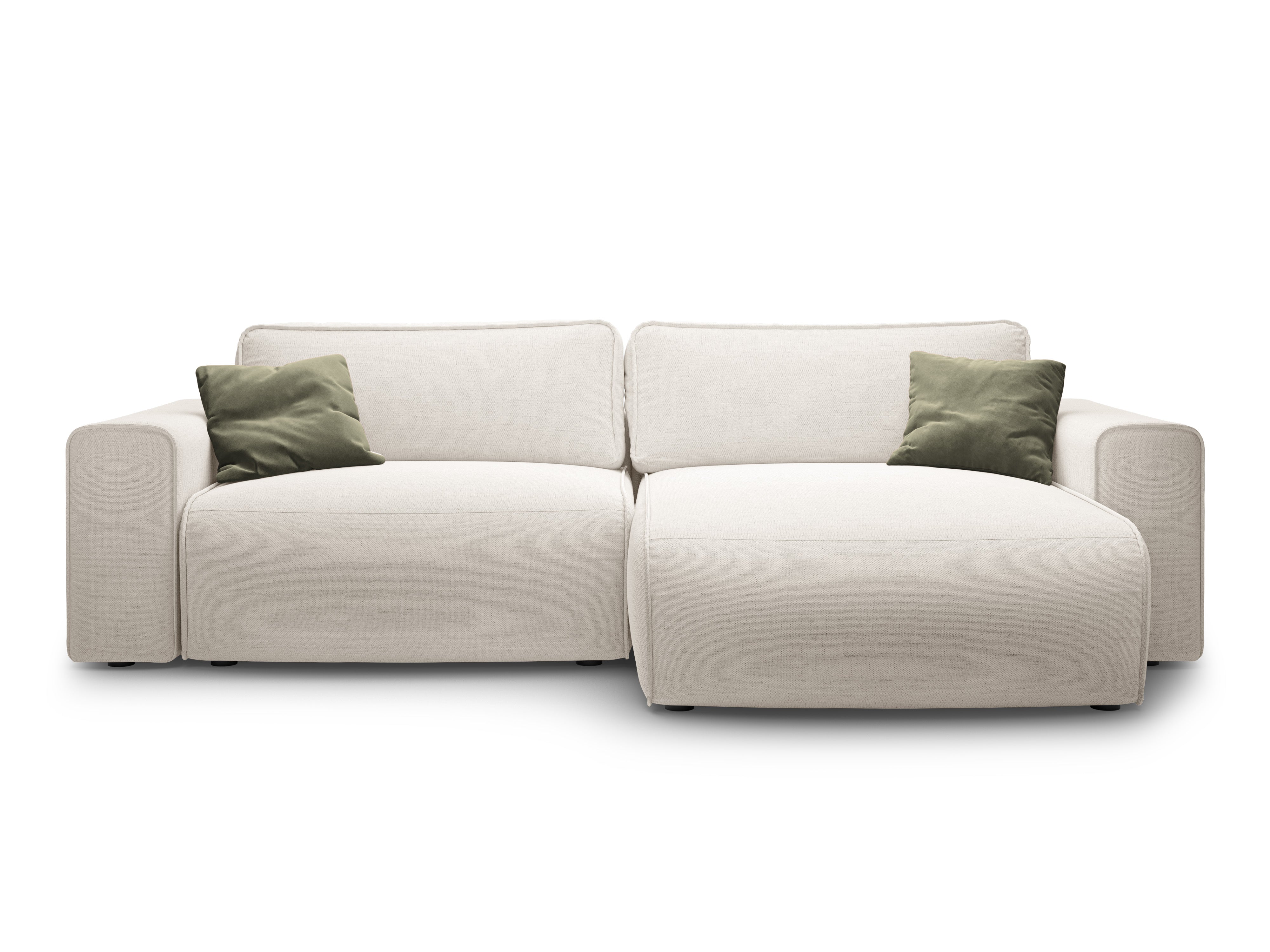 Right-sided 3-seater sofa bed VICTOR light beige chenille