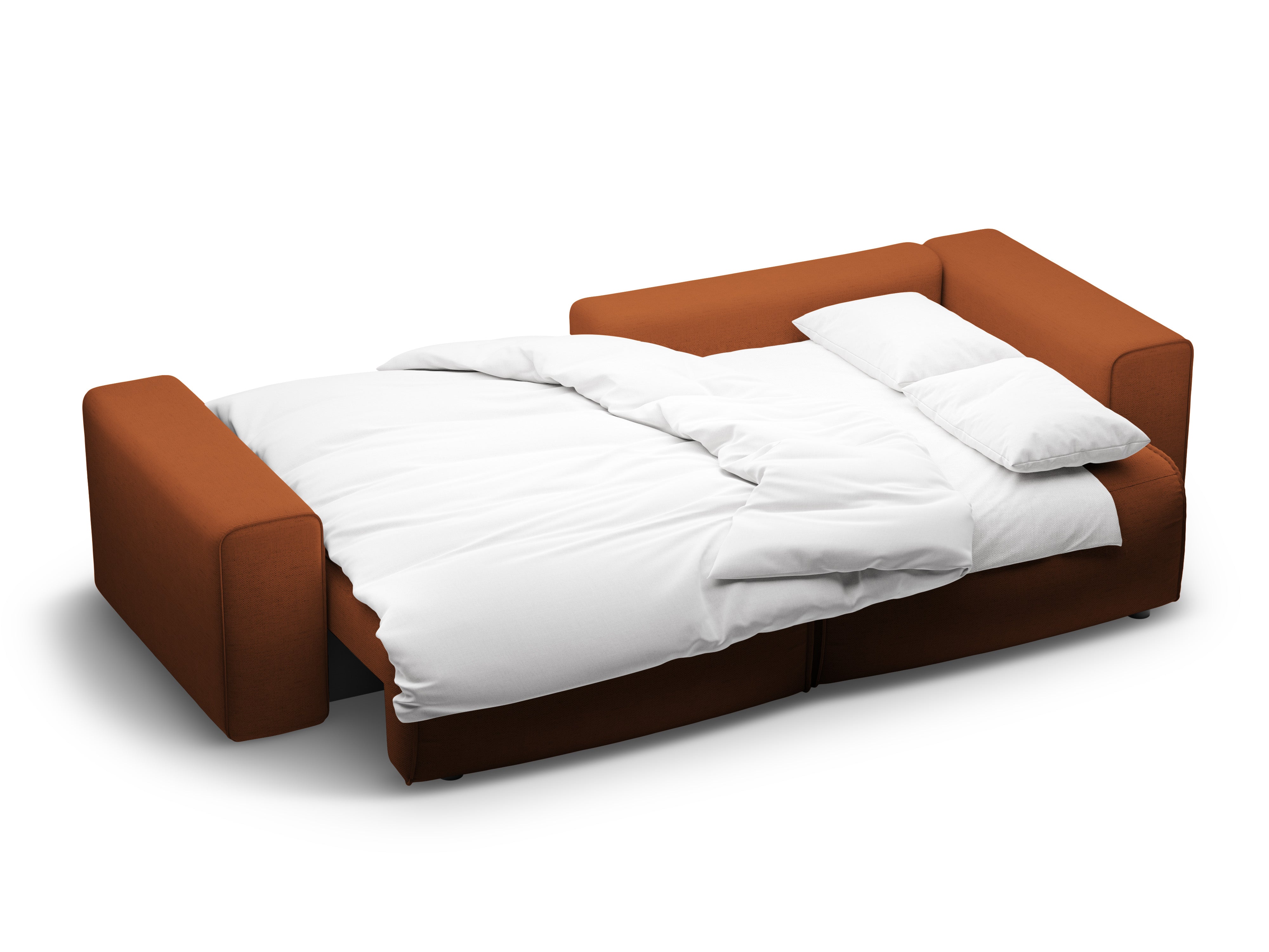 Right-facing 3-seater sofa bed VICTOR brick chenille