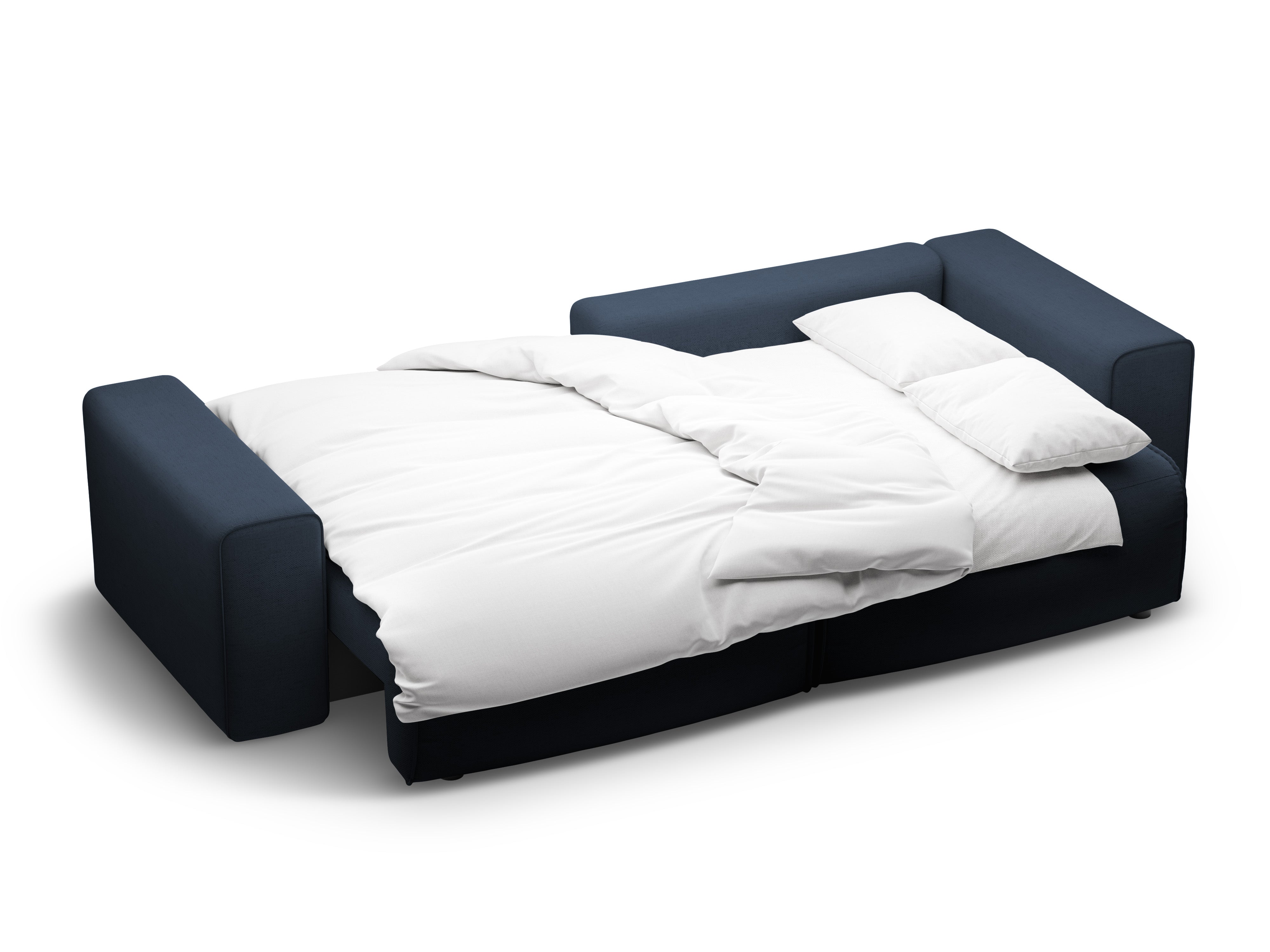 Right-facing 3-seater sofa bed VICTOR royal blue chenille