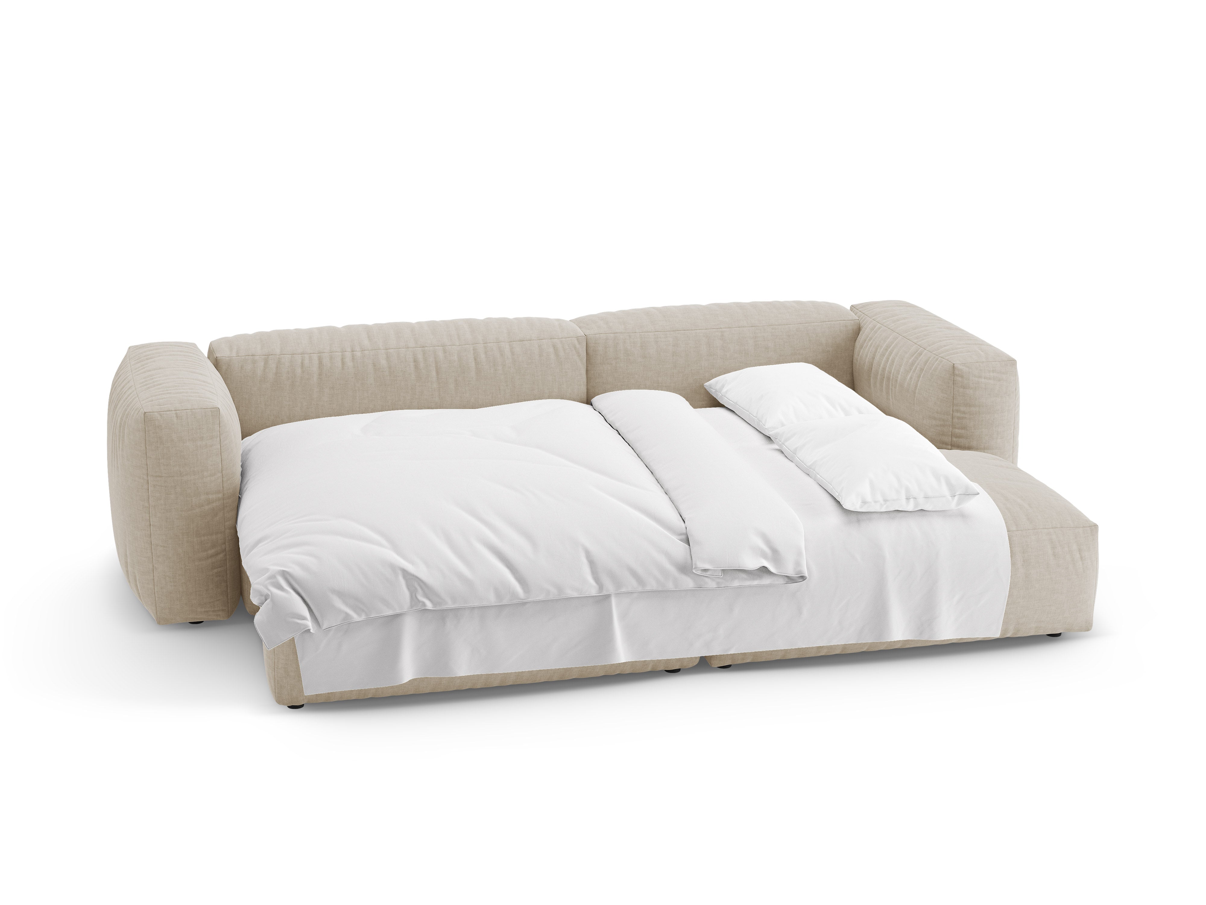 Right-facing corner sofa bed MARTINA light beige