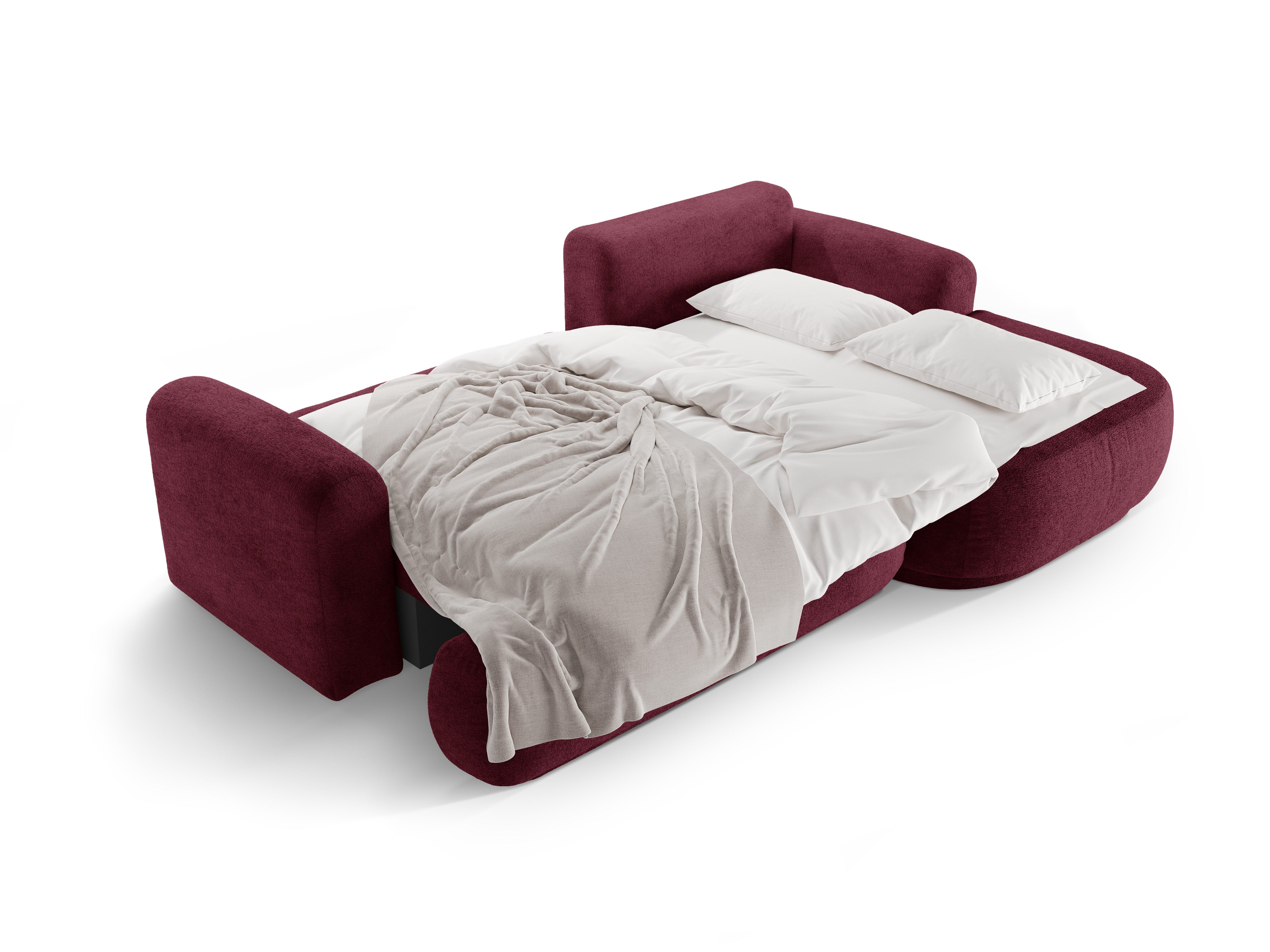 Pravostranný rohový gauč s funkciou spania ELLA burgundský