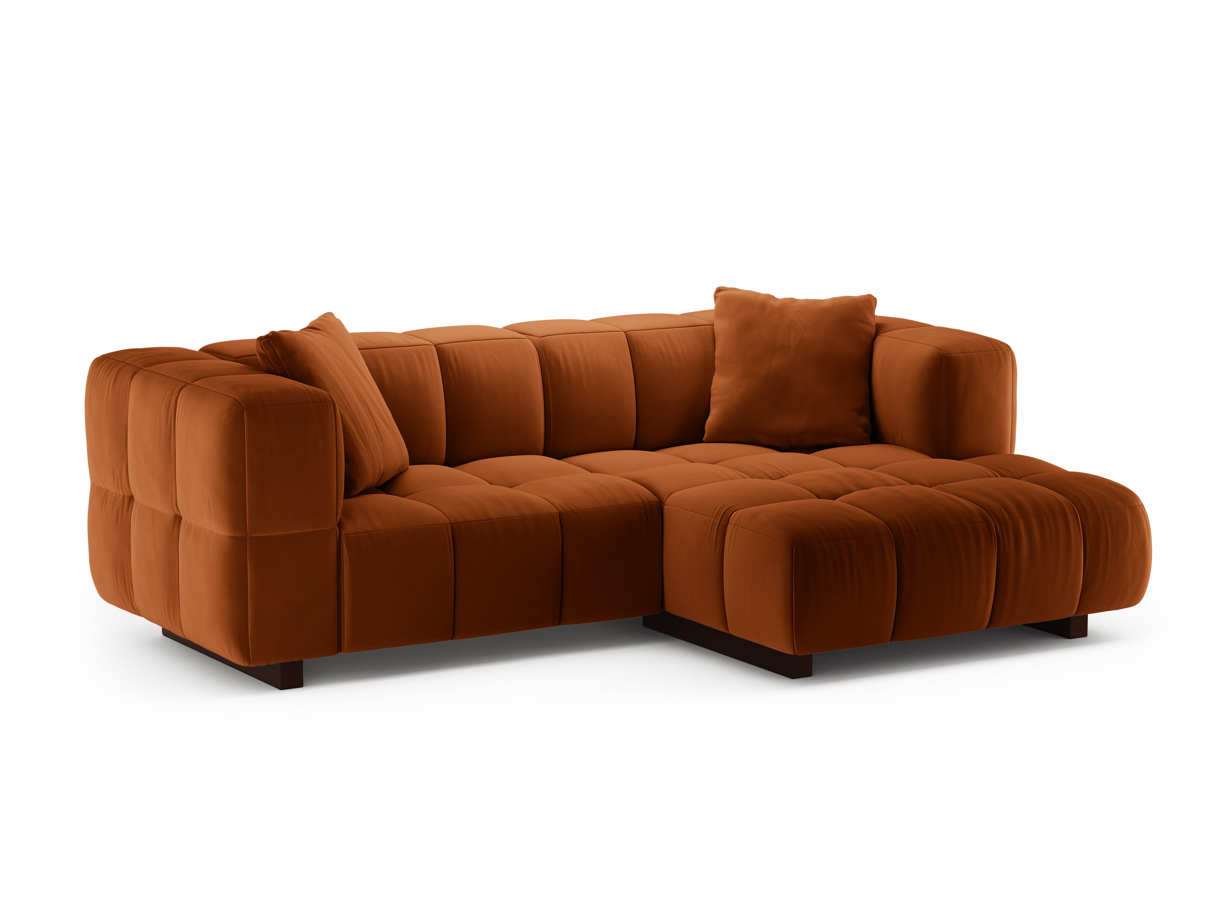 Velvet Right-Hand Corner Sofa Bed PUMA Terracotta