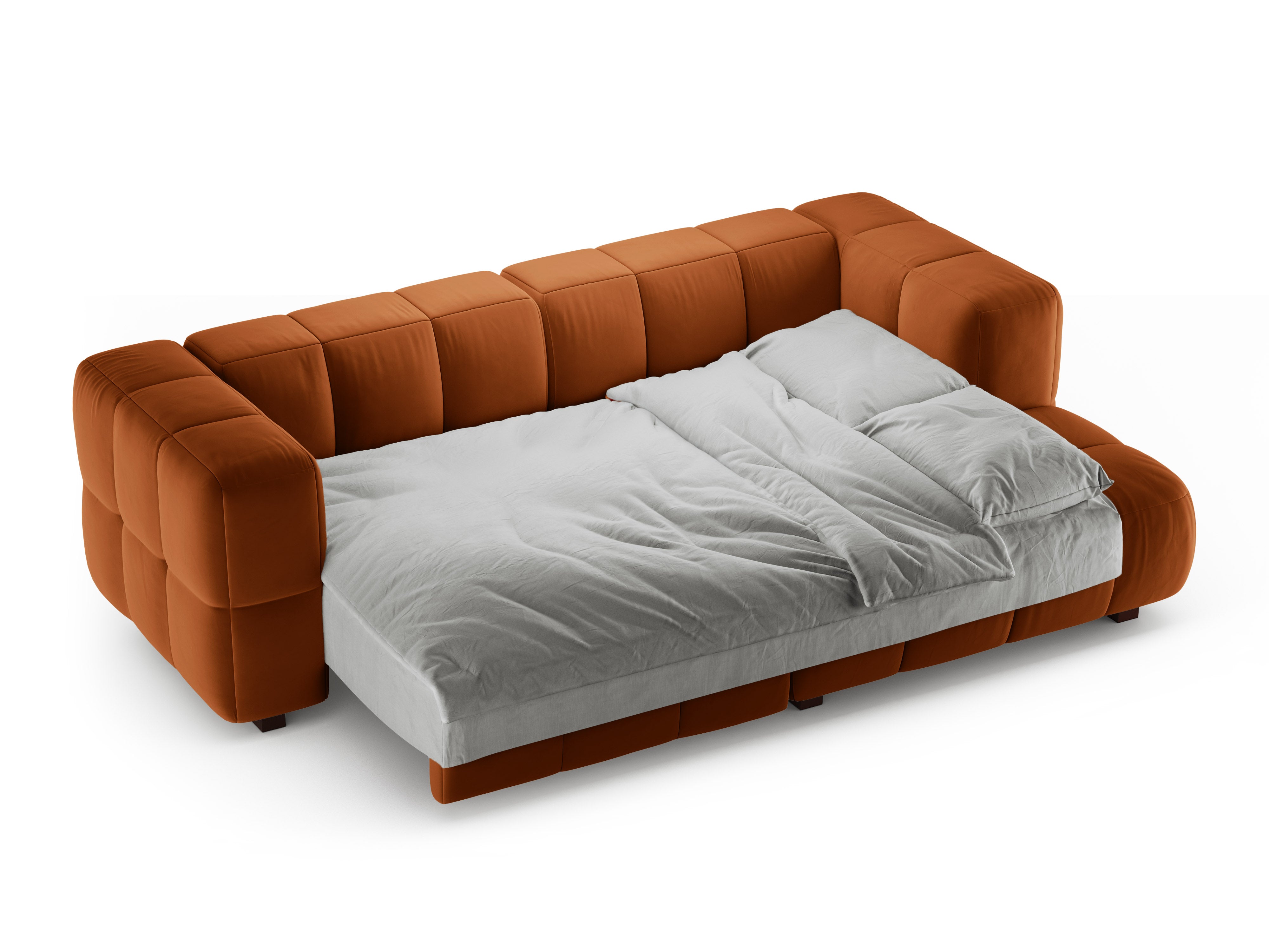 Velvet Right-Hand Corner Sofa Bed PUMA Terracotta