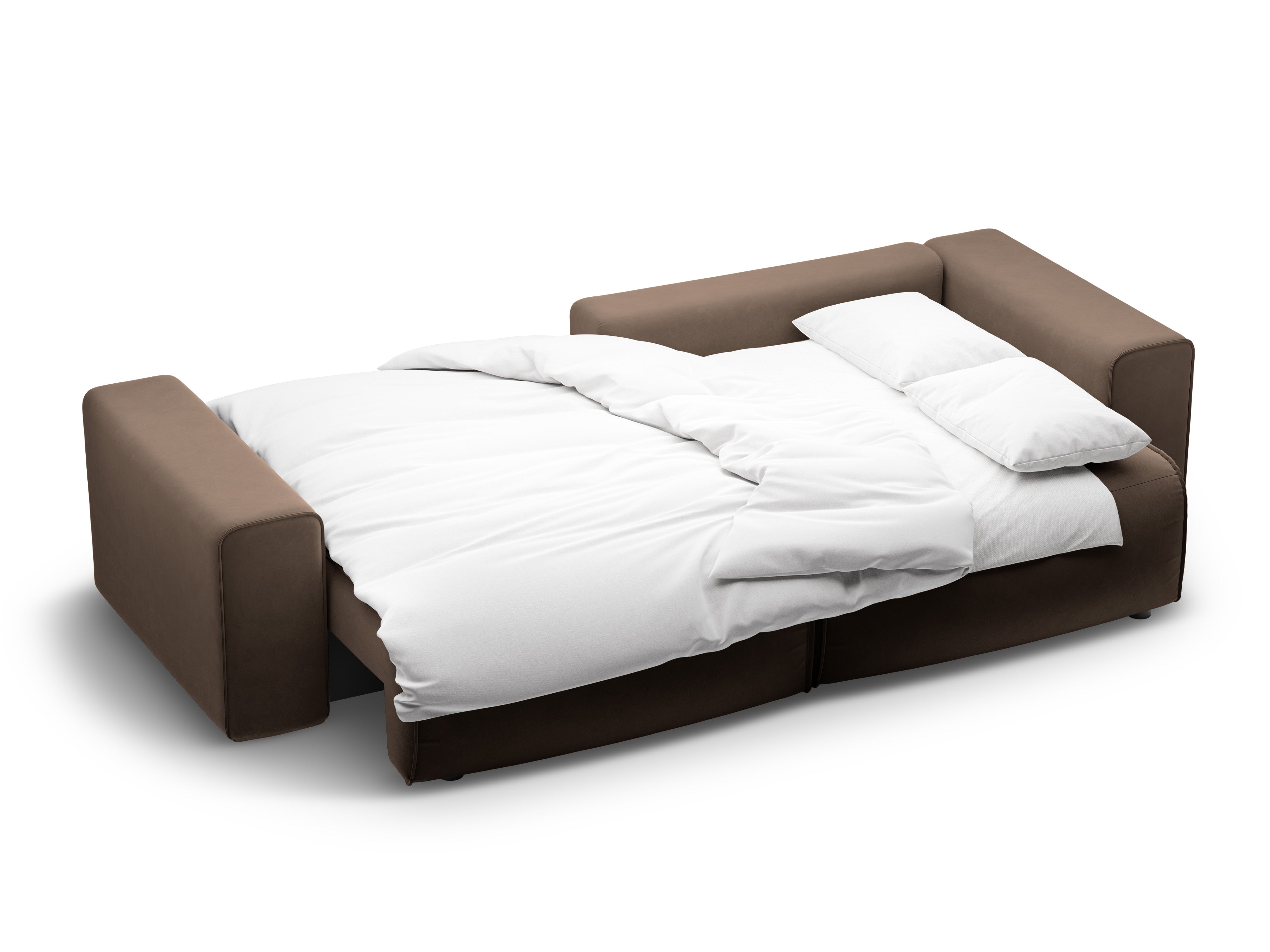 Samostatný sametový rohový trojmiestny s funkciou spania VICTOR čokoládový