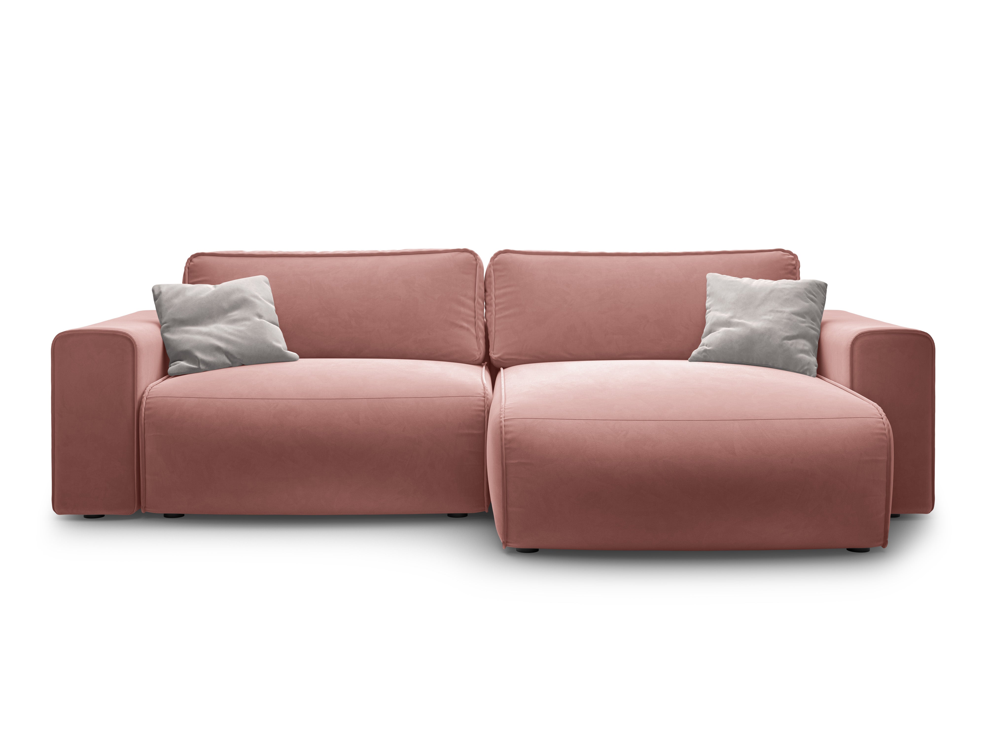Right-facing velvet corner sofa for 3 people with sleeping function VICTOR pink